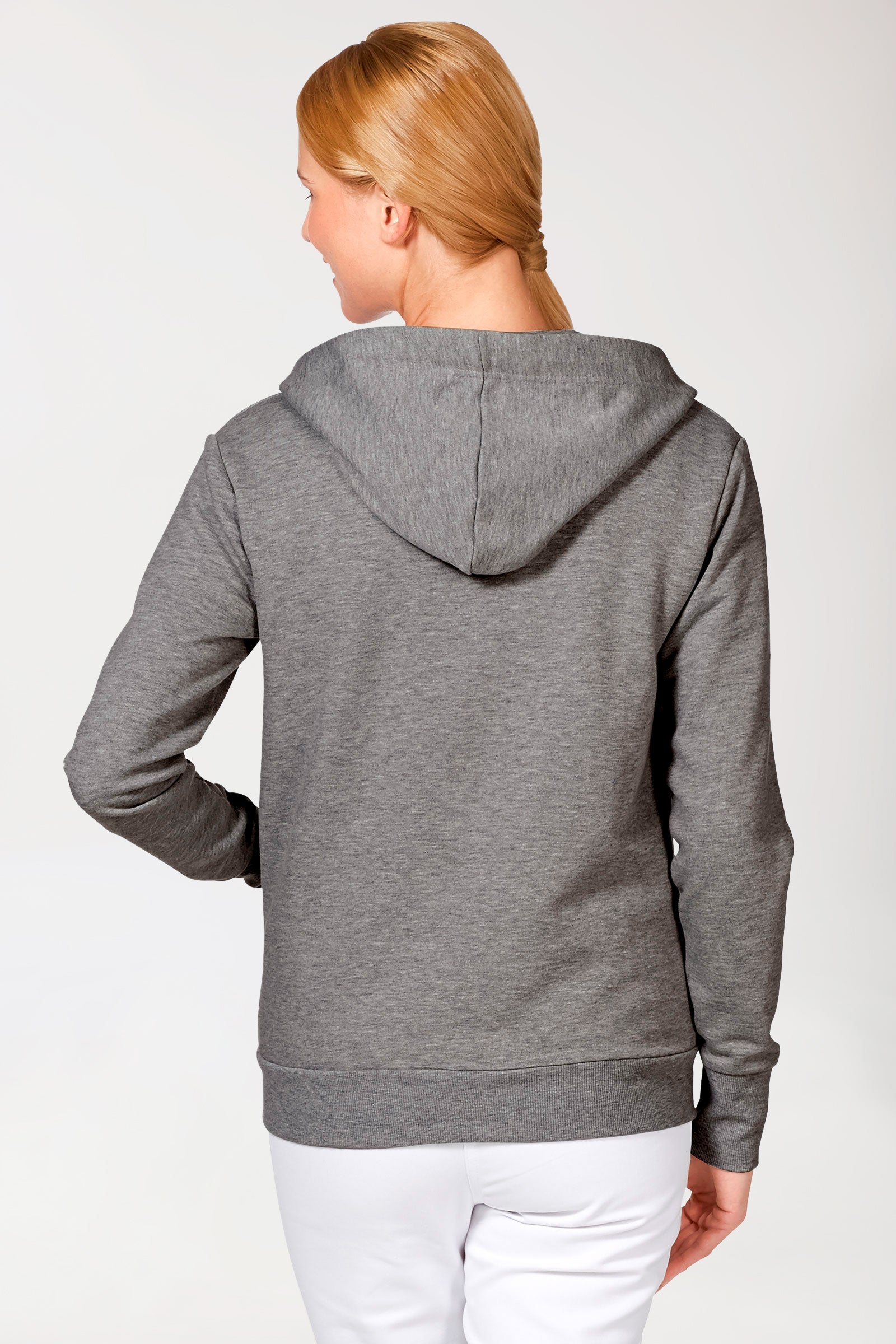Sweatjacke Damen - mit Kapuze grau melange