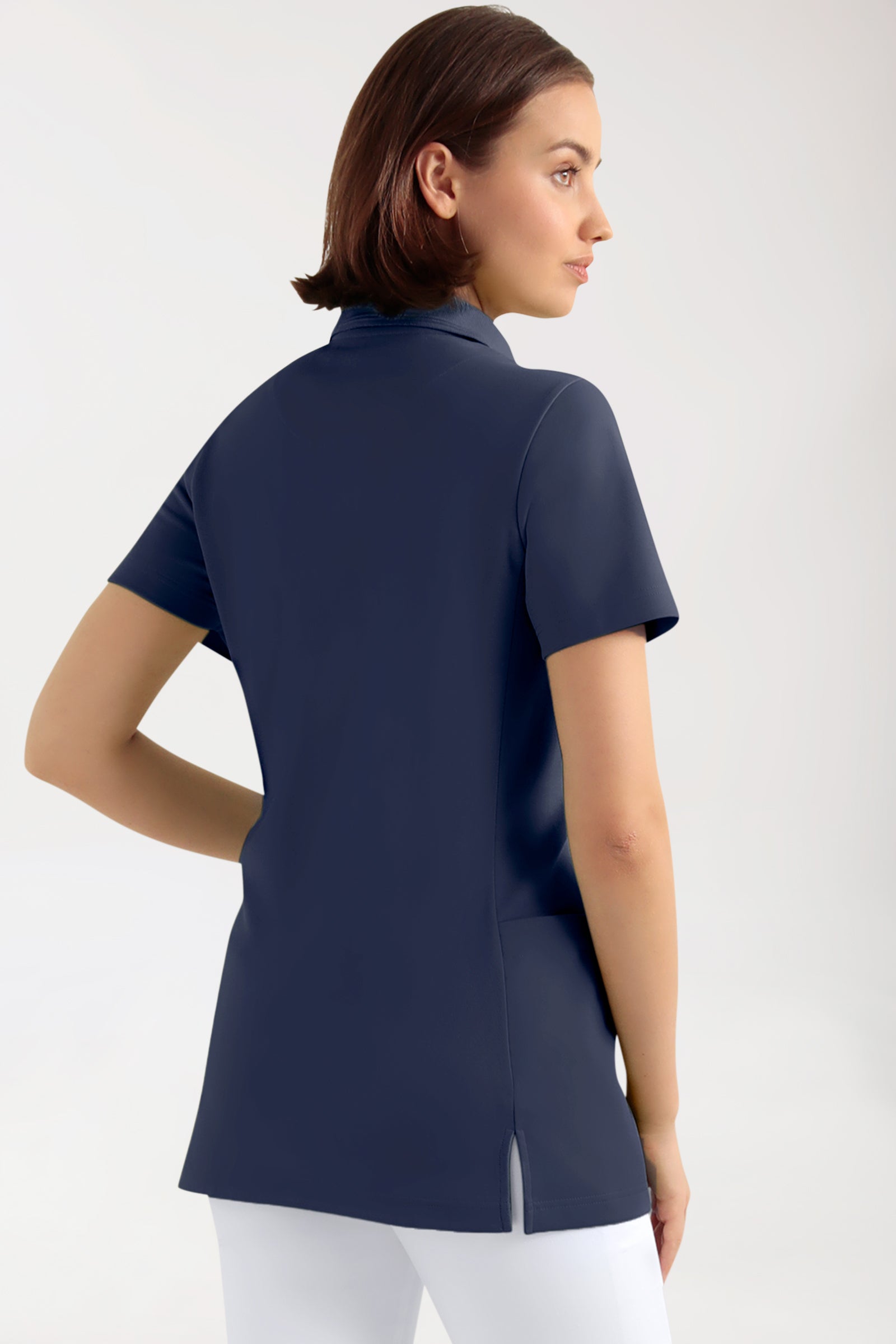 COMFY FLEX Stretch Schlupfkasack Damen - Polokragen navy, Vue de dos