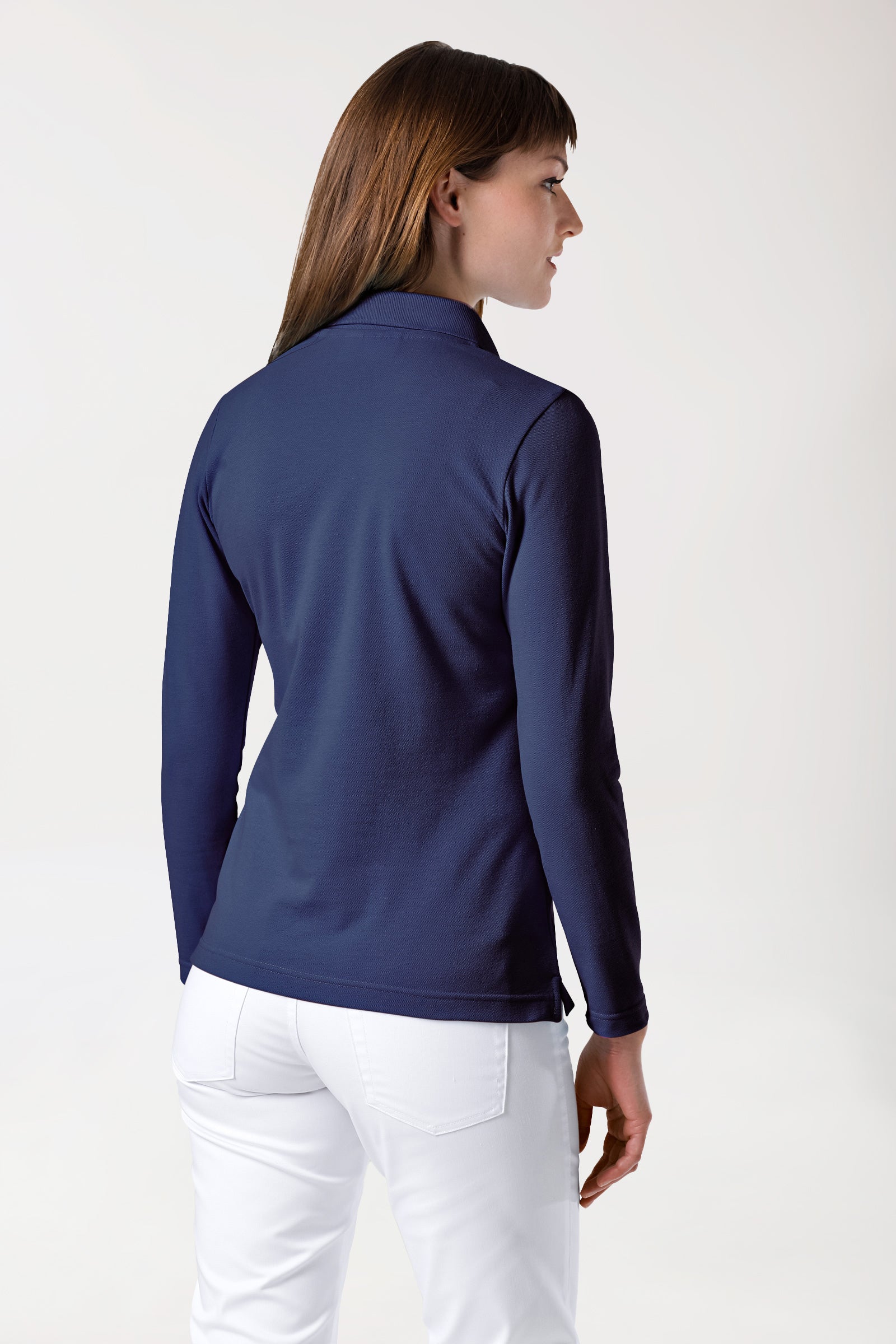 Stretch Shirt Damen - 1/1 Arm mit Polokragen navy