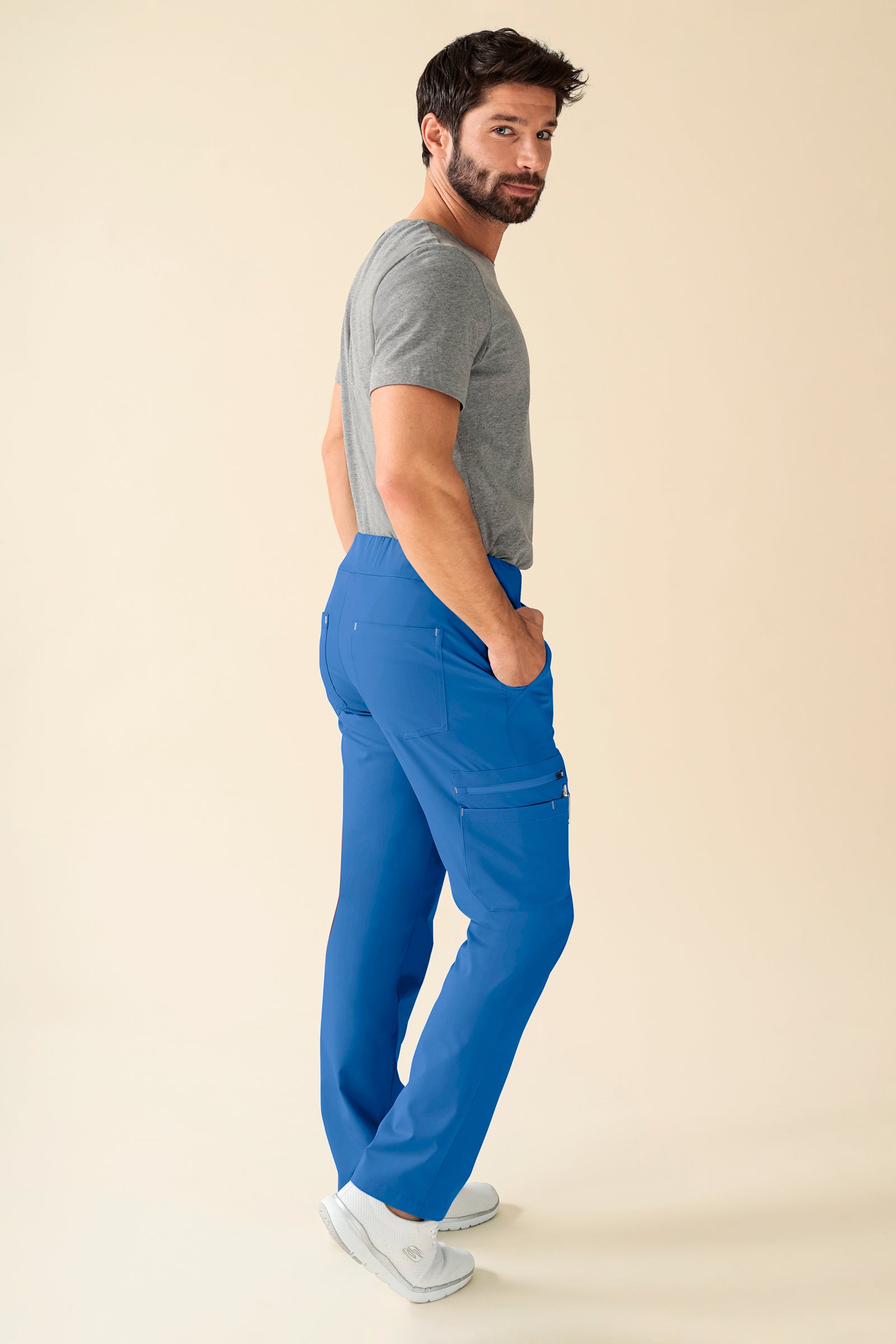 KAERE Hose Herren - gerader Saum Kurzgr. mit Beintaschen blau, Vue de dos