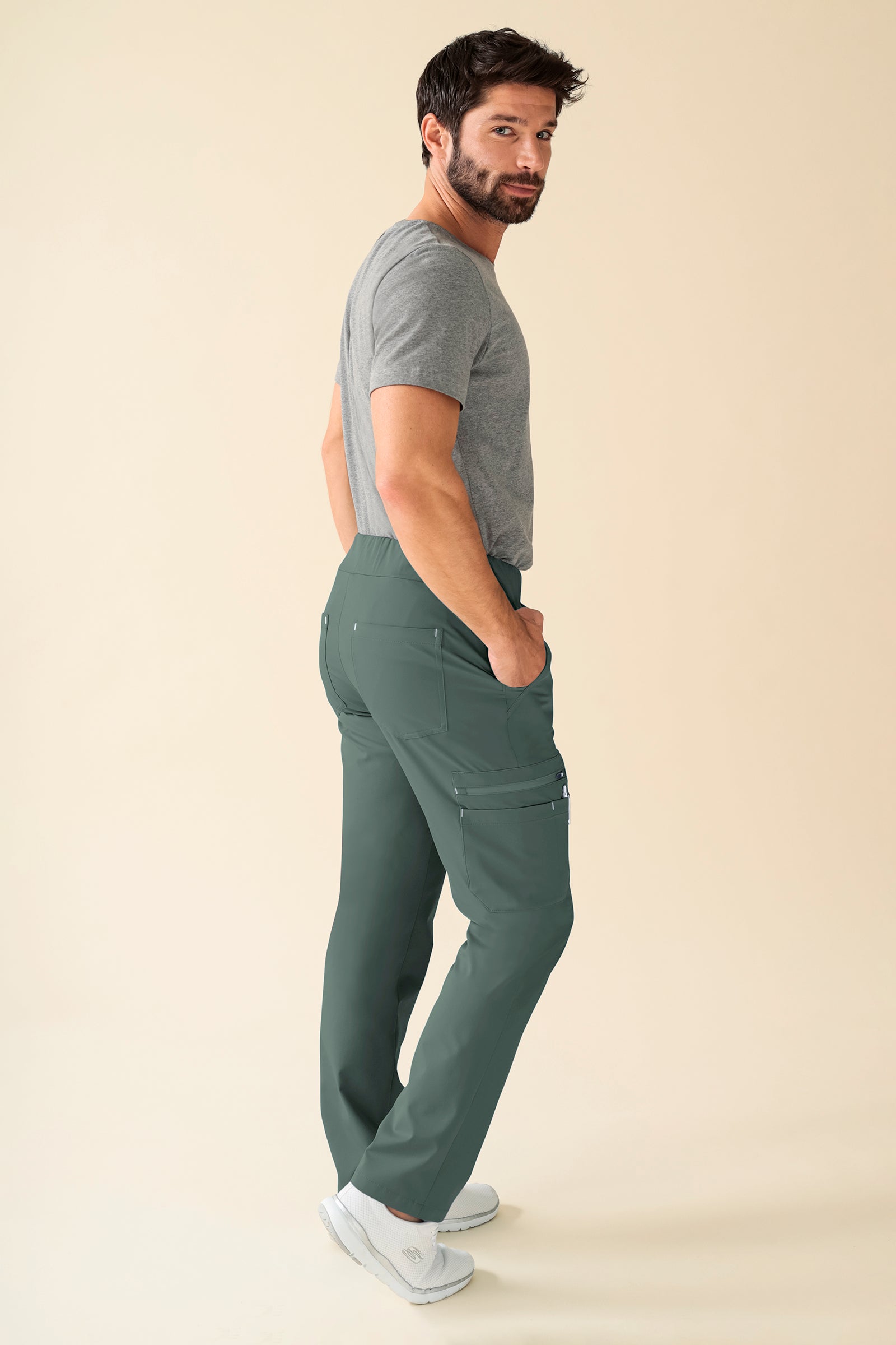 KAERE Hose Herren - gerader Saum Kurzgr. mit Beintaschen dunkelgrün, Vue de dos