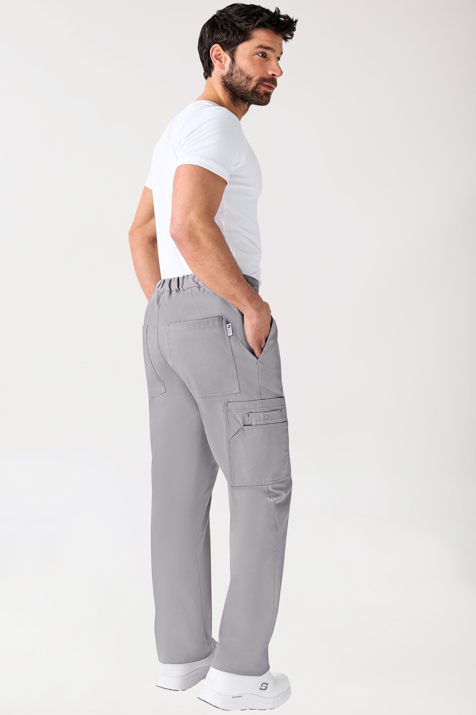 CLINIC STRETCH Hose Unisex - mit Beintasche Kurzgr. grau, Vue de dos