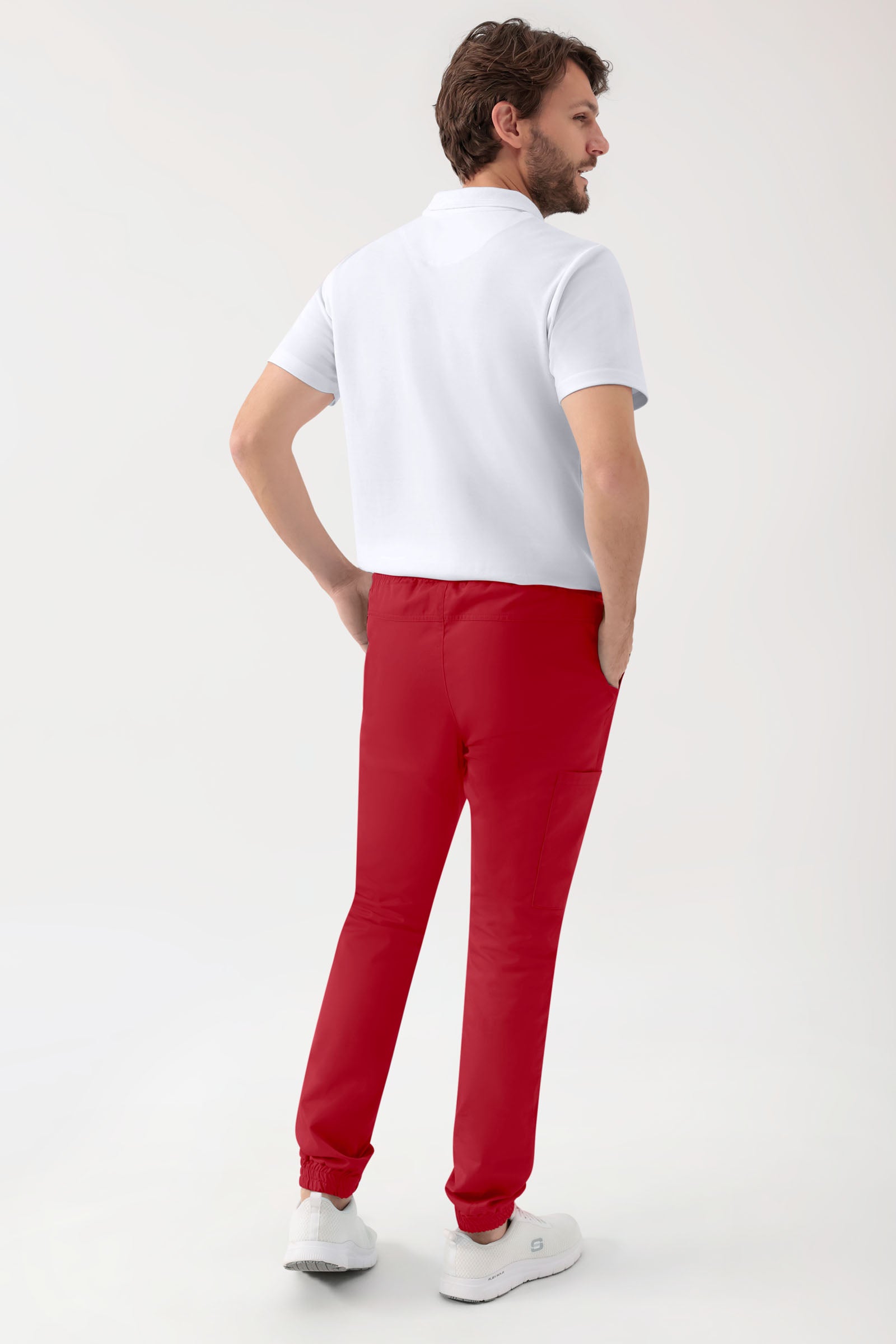 GREEN Stretch Hose Herren - Jogpants Style rot, Rückansicht