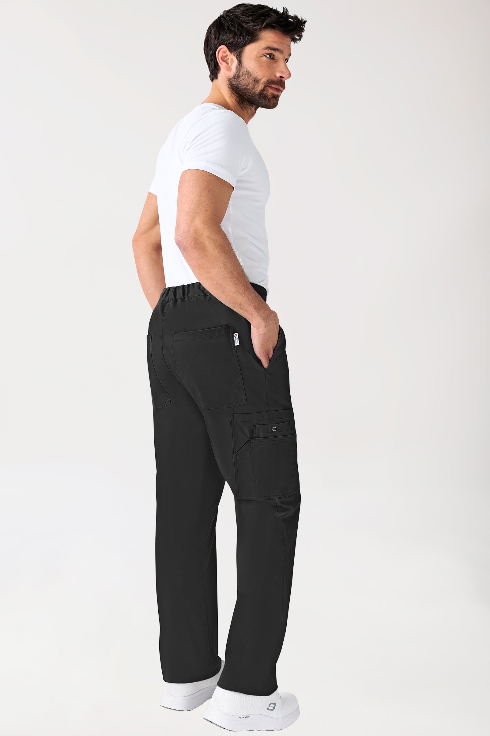 CLINIC STRETCH Hose Unisex - mit Beintasche Kurzgr. schwarz, Vue de dos