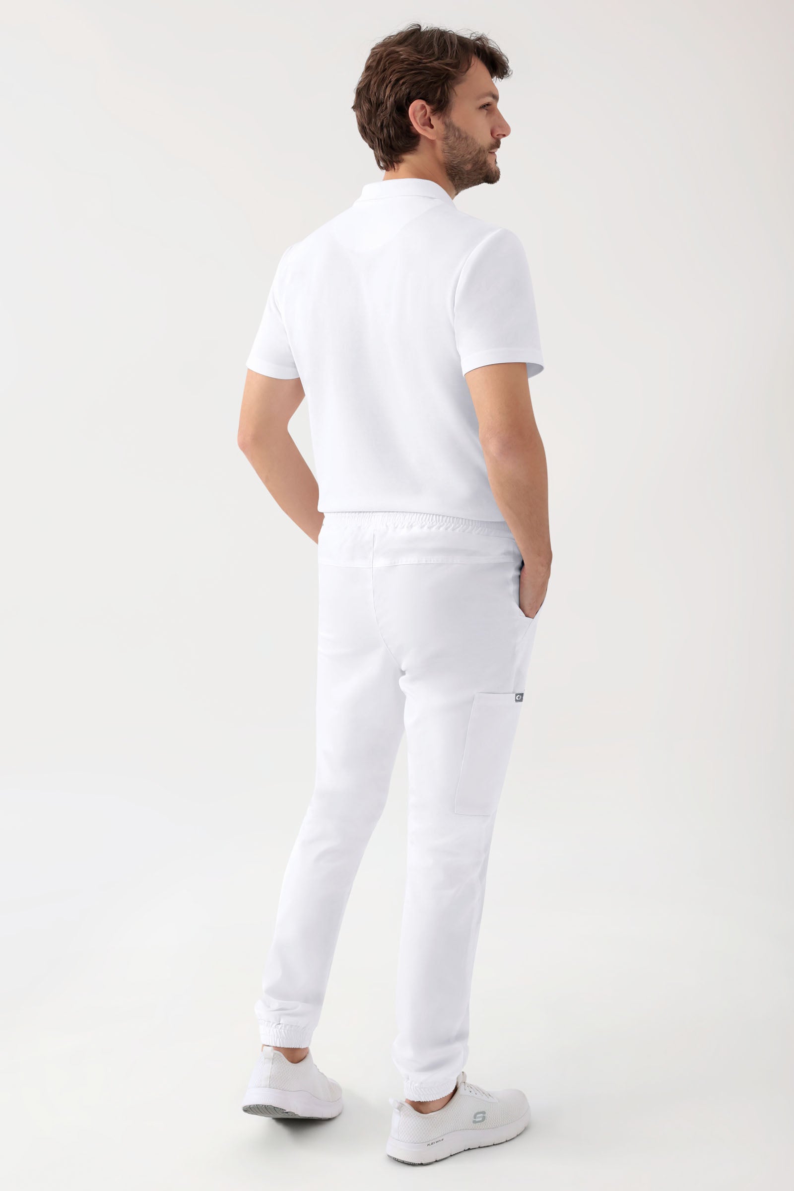 GREEN Stretch Hose Herren - Jogpants Style weiss