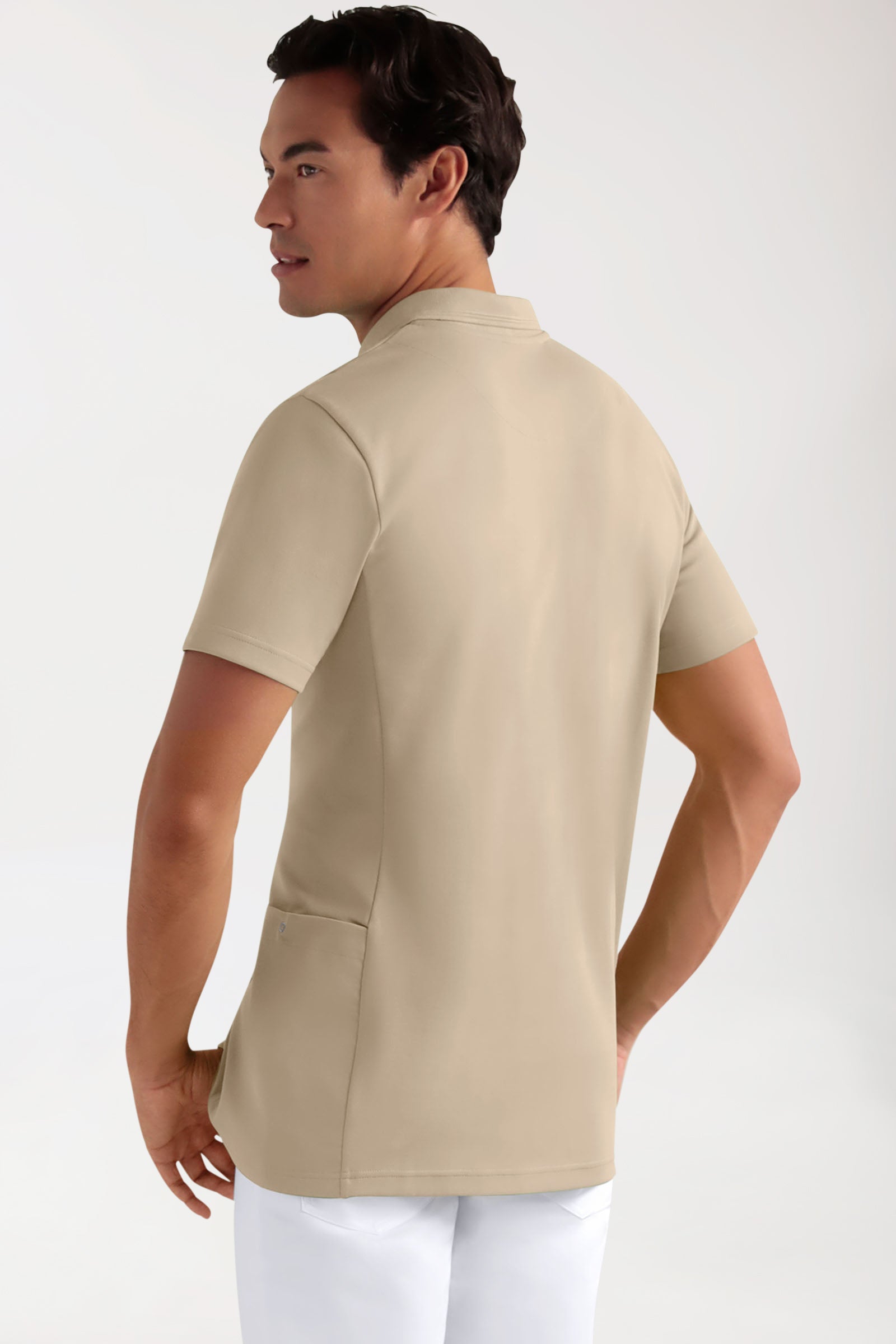 COMFY FLEX Stretch Schlupfkasack Herren - Polokragen sand, Rückansicht