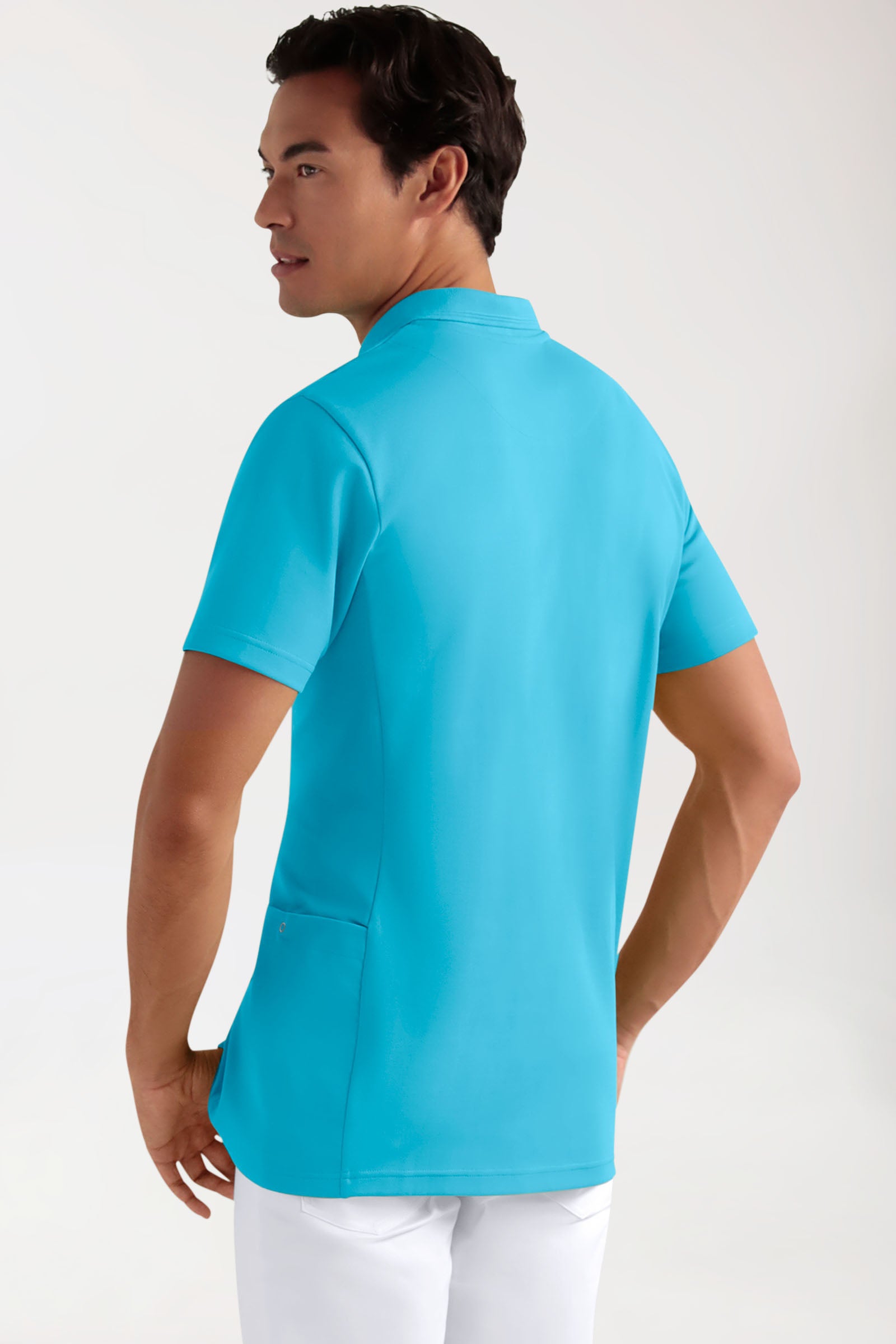 COMFY FLEX Stretch Schlupfkasack Herren - Polokragen türkis, Vue de dos