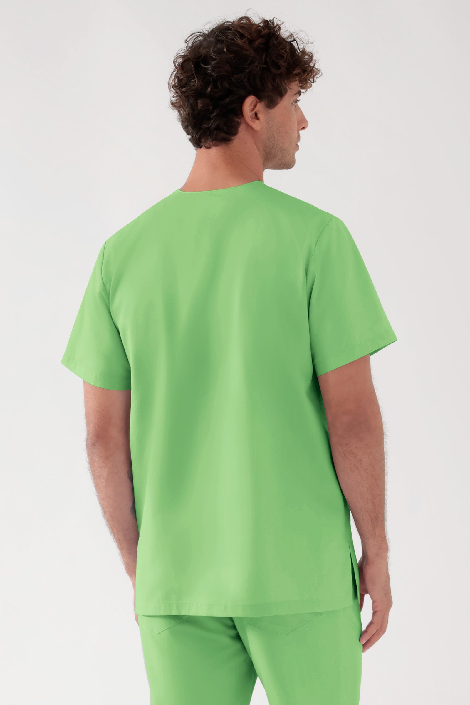 TENCEL™ Schlupfkasack Herren - V-Ausschnitt apfelgrün, Vue de dos