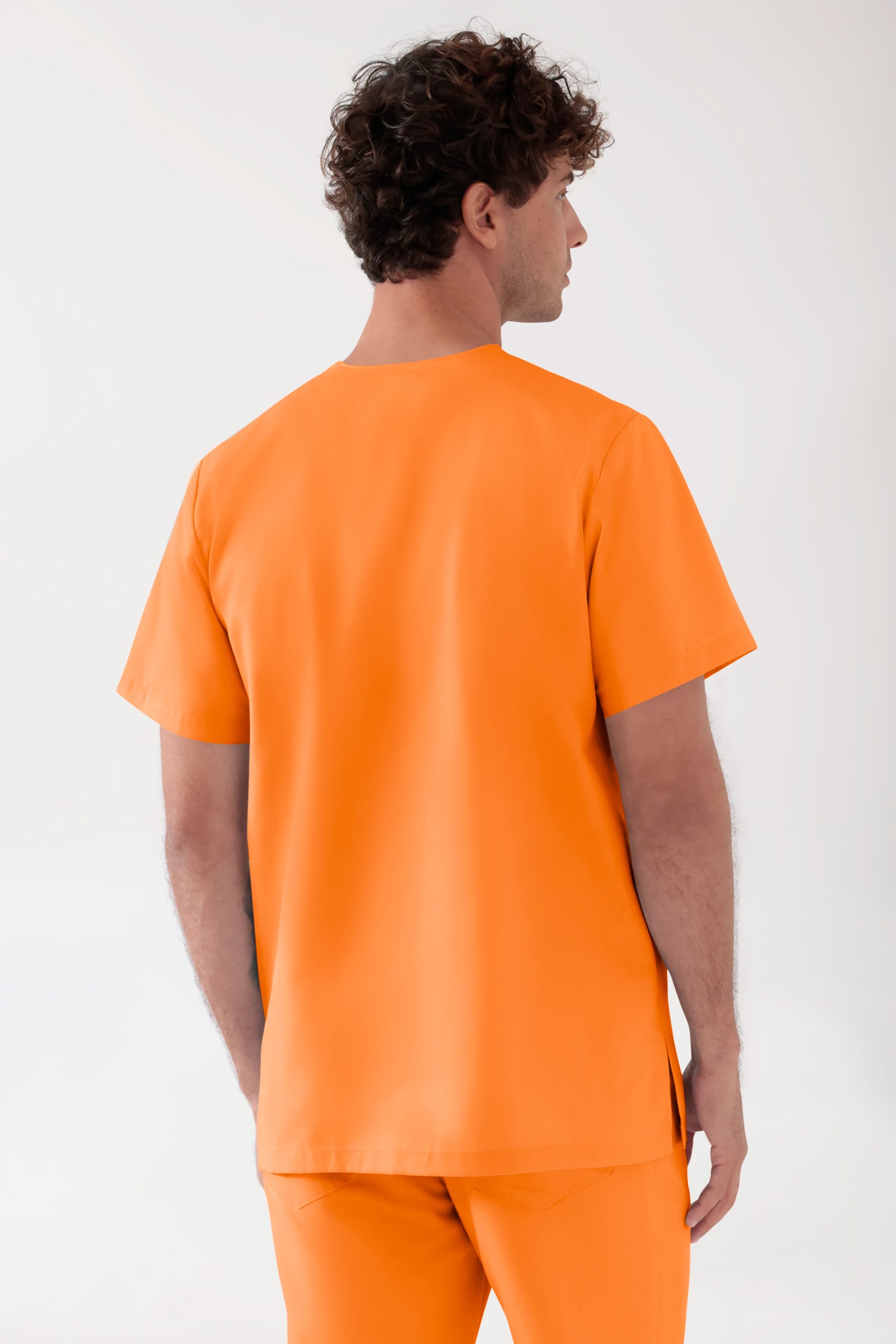 TENCEL™ Schlupfkasack Herren - V-Ausschnitt brillant orange, Vue de dos