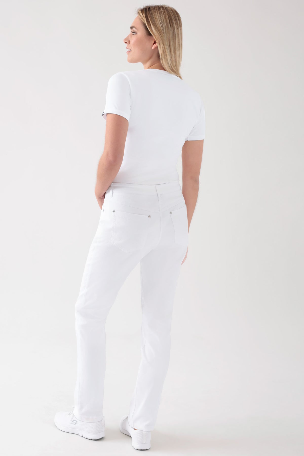 5-Pocket Hose Damen - Jeanslook weiss, Vue de dos