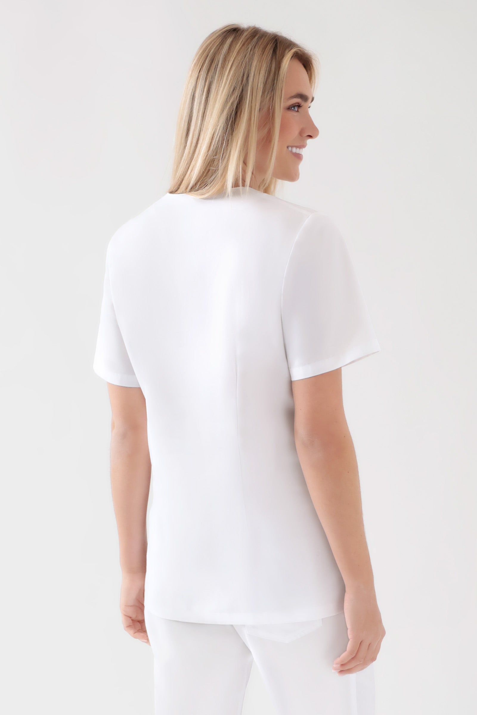 TENCEL™ Schlupfkasack Damen - V-Ausschnitt weiss