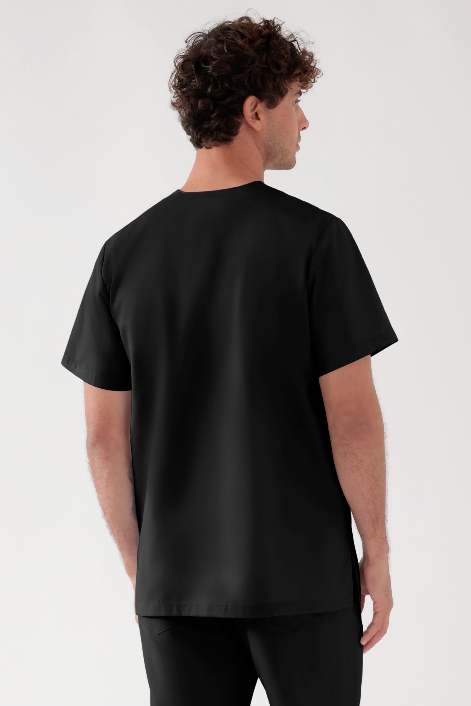 TENCEL™ Schlupfkasack Herren - V-Ausschnitt schwarz, Rückansicht
