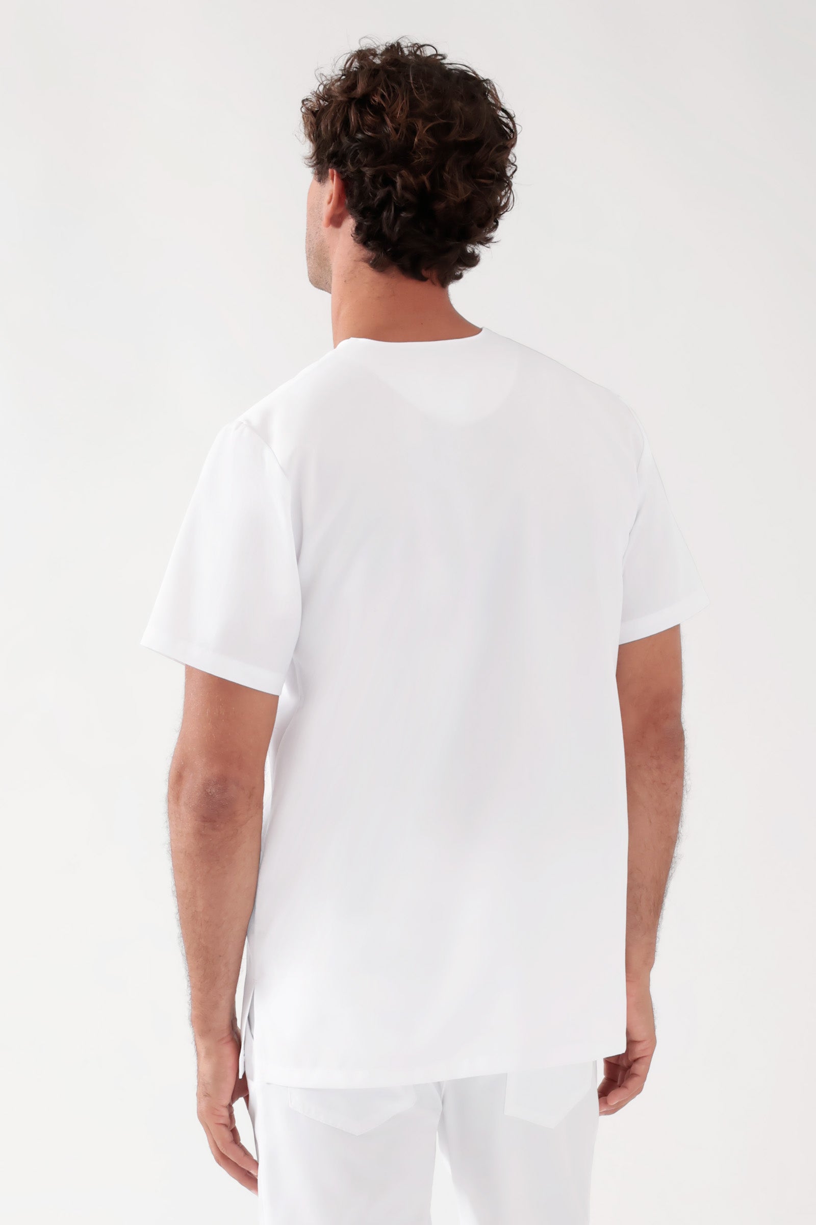 TENCEL™ Schlupfkasack Herren - V-Ausschnitt weiss