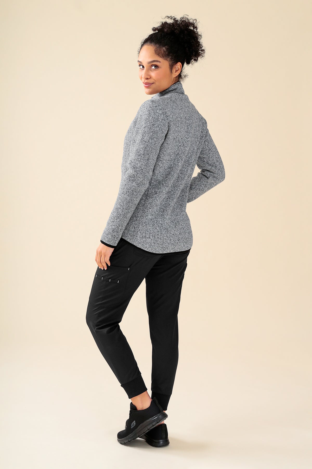 KAERE Fleecejacke Unisex - mit Reissverschluss grau melange, Vue de dos