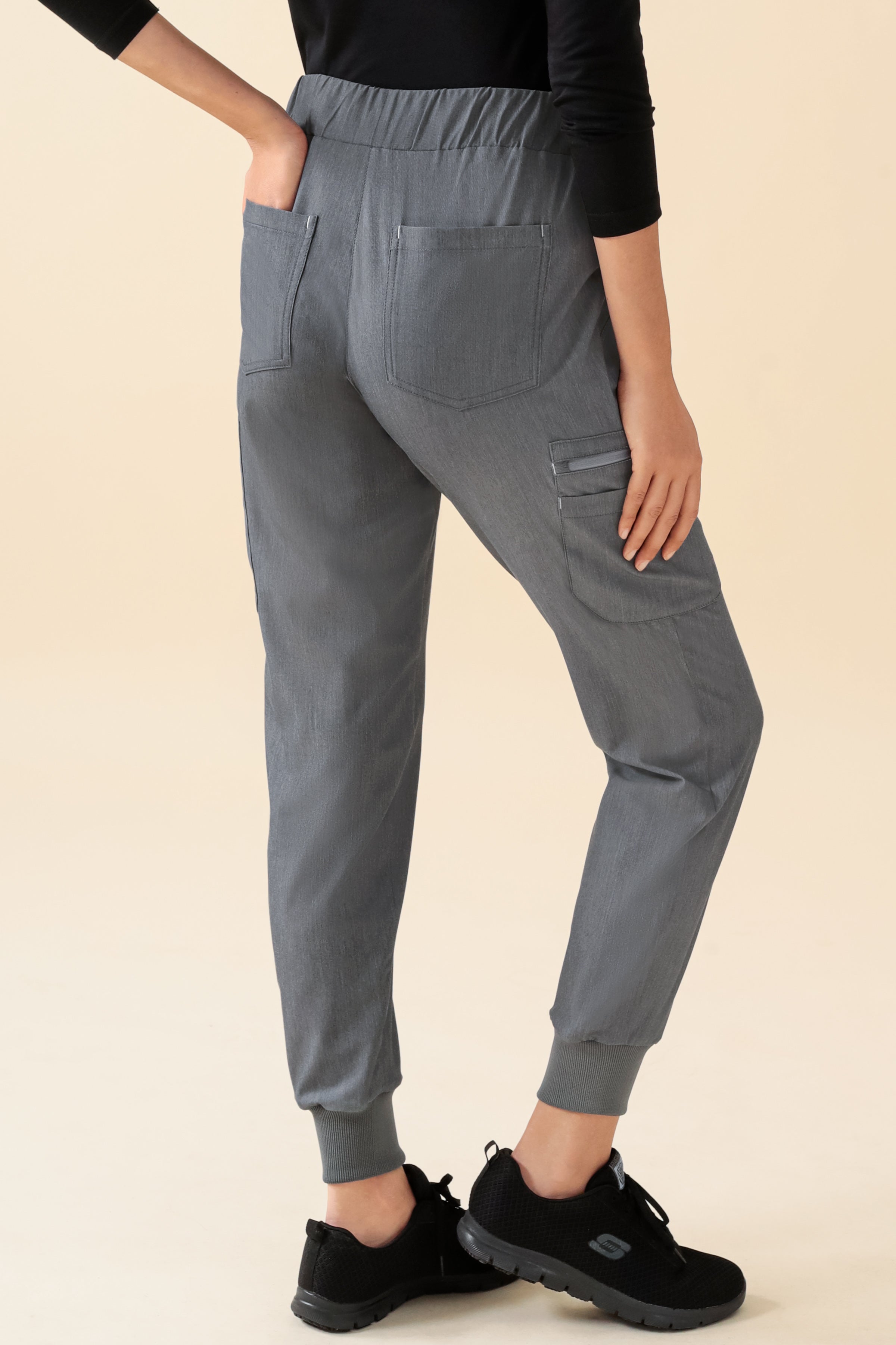 KAERE Hose Damen - Saumbündchen mit Beintaschen grau melange, Vue de dos