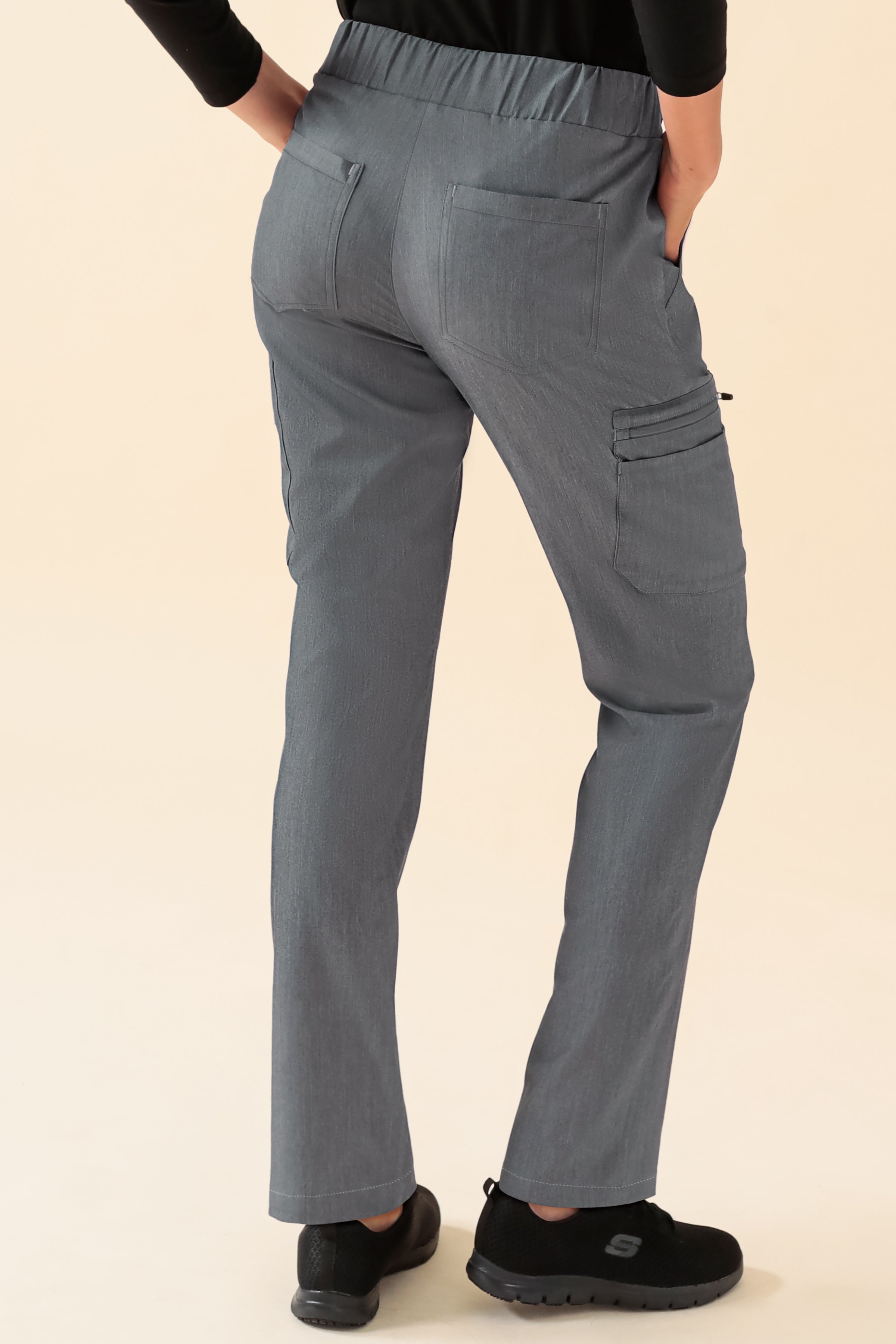KAERE Hose Damen - gerader Saum mit Beintaschen grau melange, Vue de dos