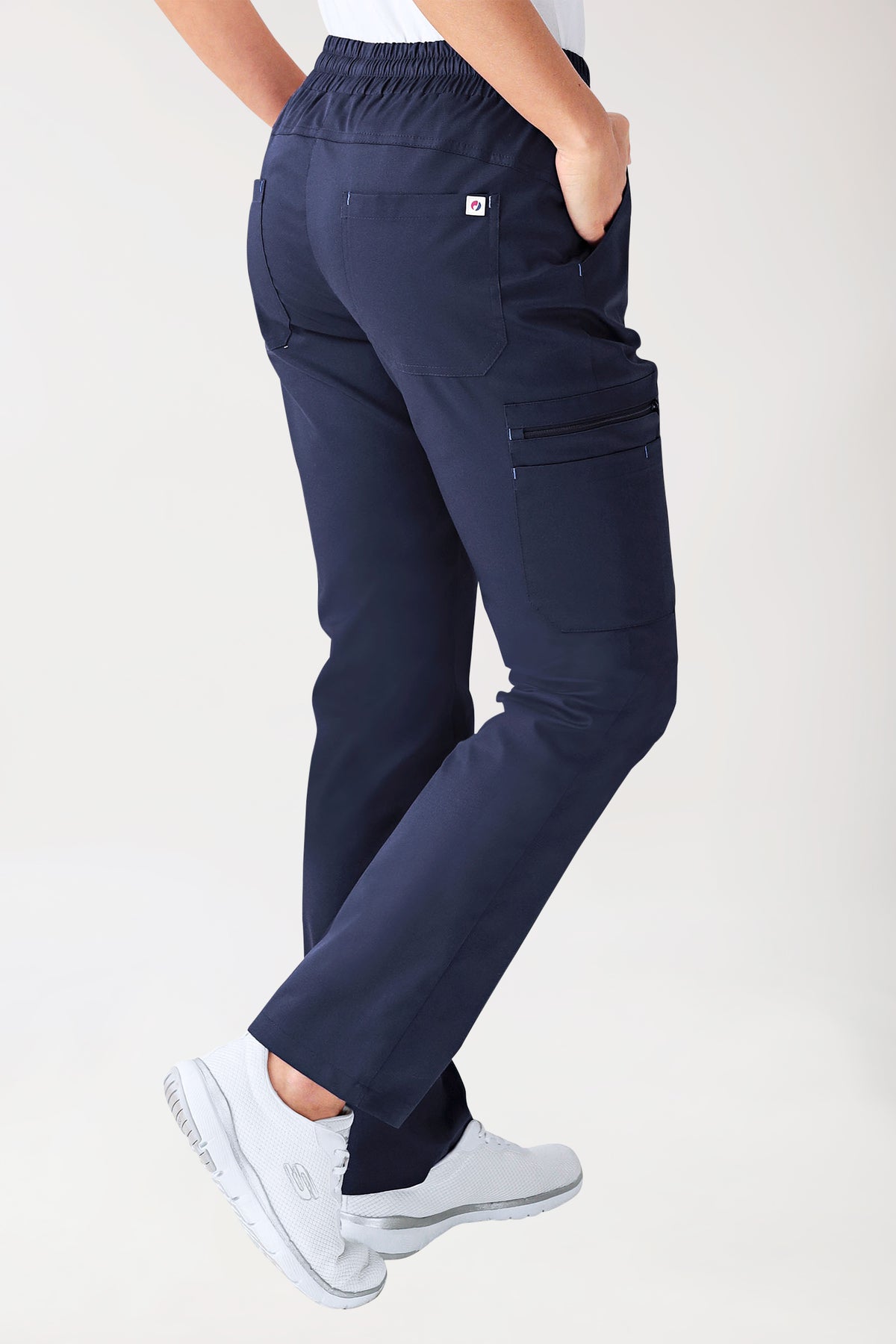 CLINIC STRETCH Hose Damen - gerader Saum Kurzgr. navy/himmelblau, Vue de dos
