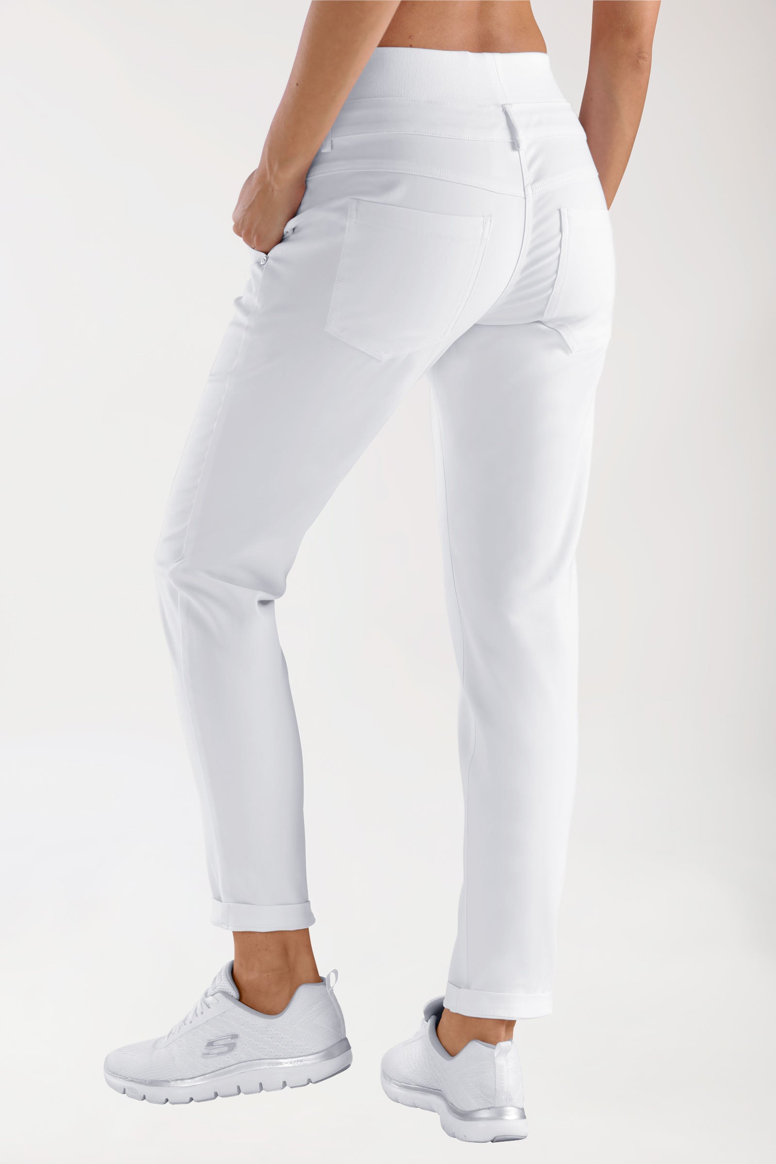 Comfort Stretch Hose Damen - elastischer Strickbund weiss