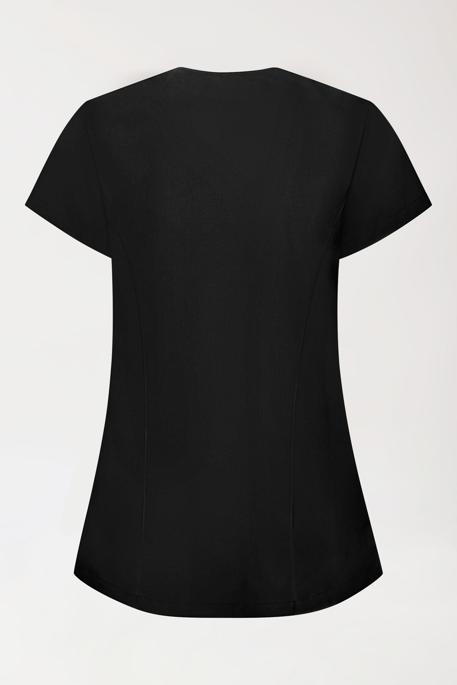 GREEN Stretch Kasack Damen - asymmetrische Druckknopfleiste schwarz