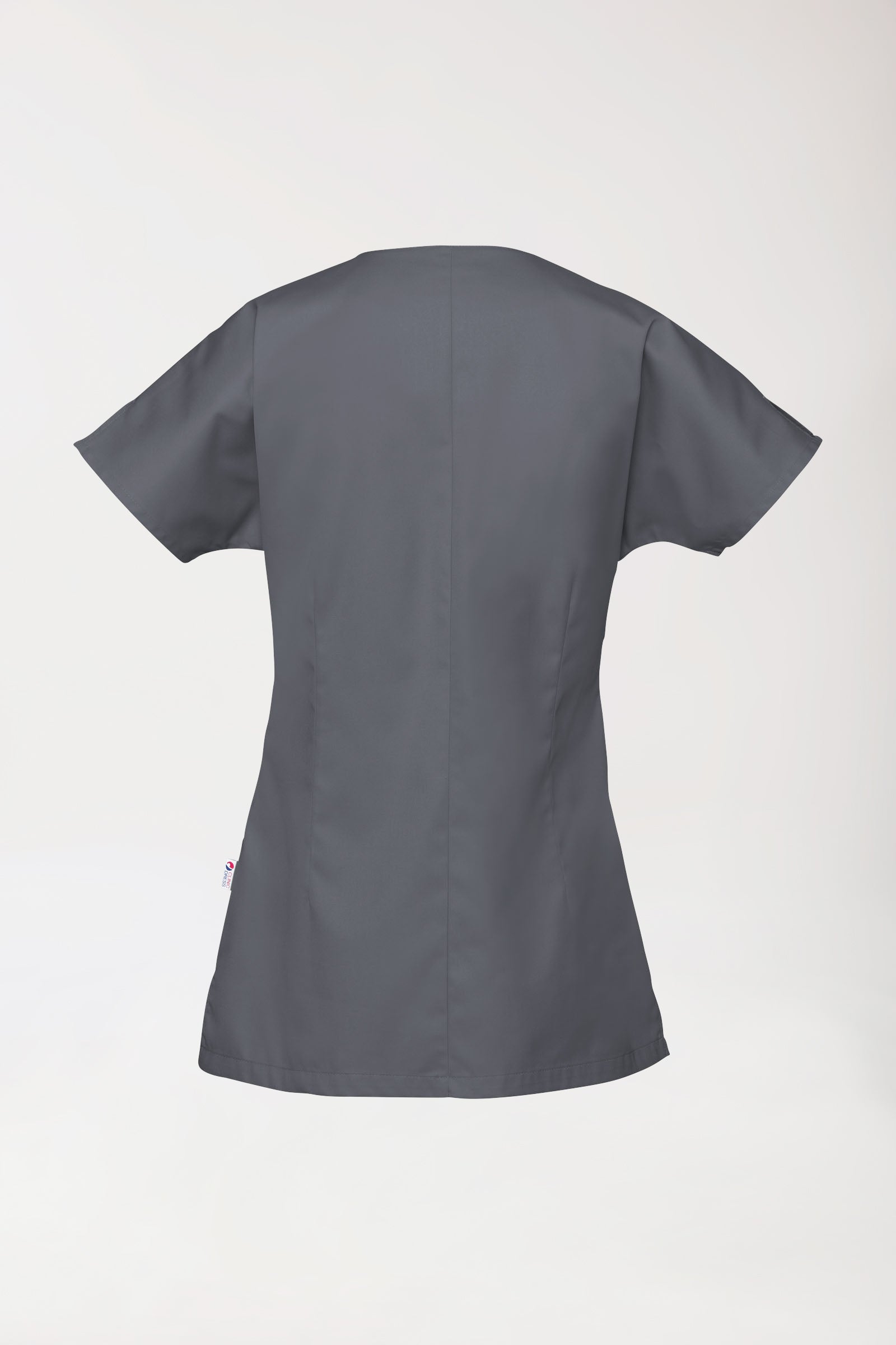 Beauty Kasack Damen - asymmetrische Druckknopfleiste steingrau, Vue de dos