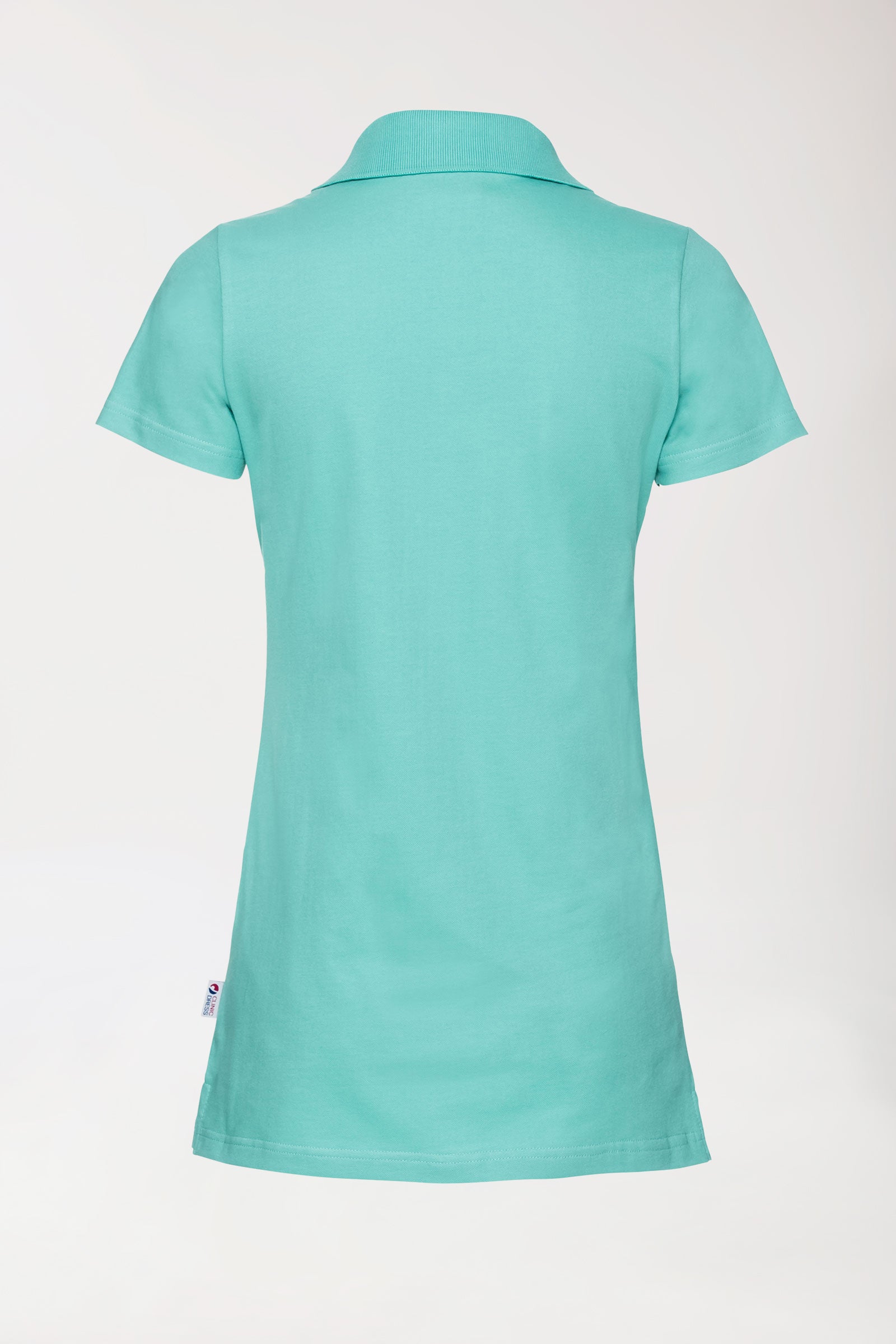 Stretch Longshirt Damen - Polokragen aqua green, Rückansicht