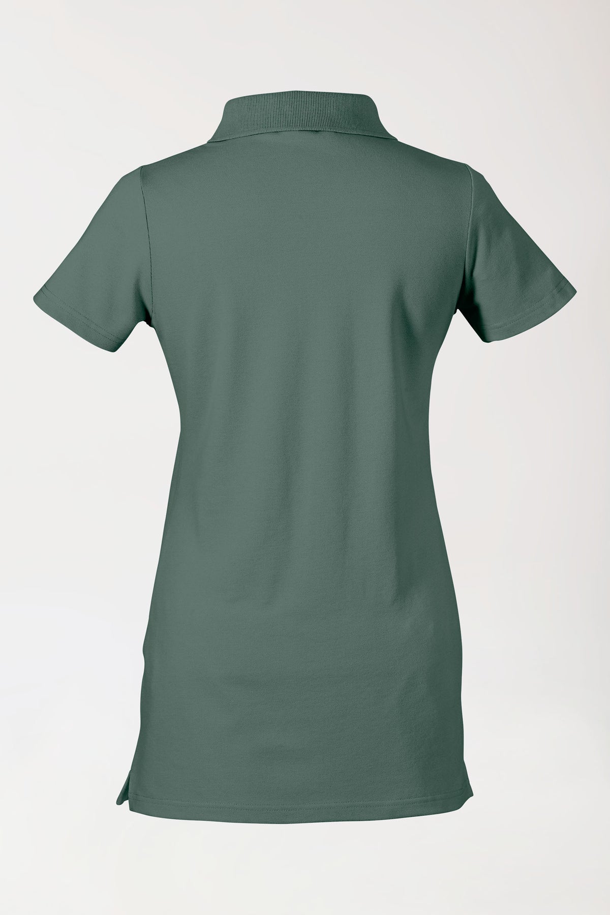Stretch Longshirt Damen - Polokragen dunkelgrün, Rückansicht