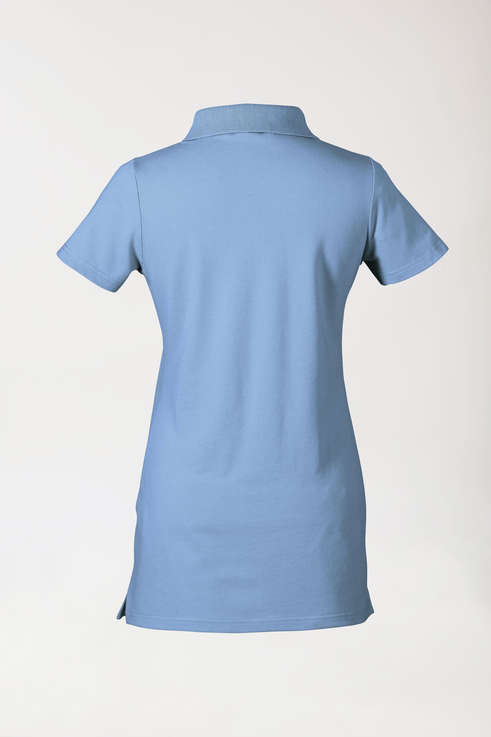 Stretch Longshirt Damen - Polokragen himmelblau, Rückansicht