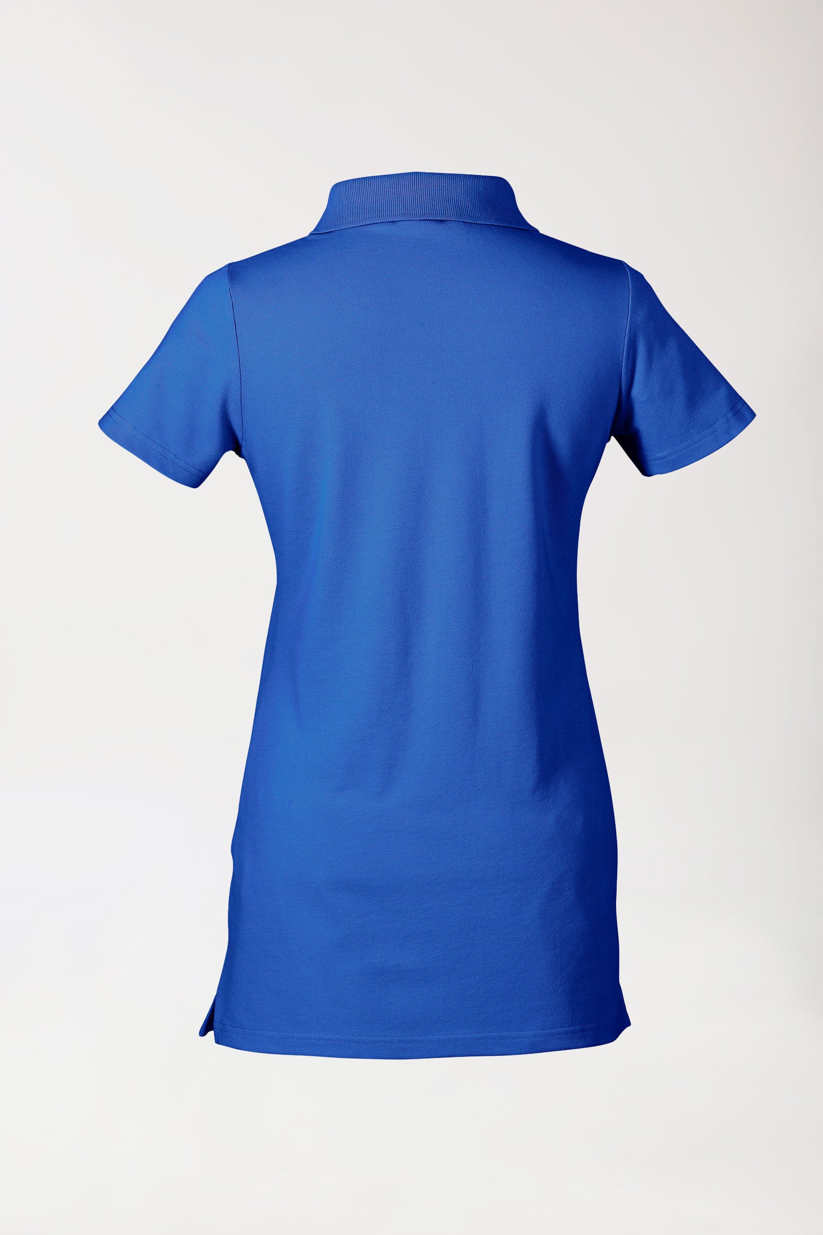 Stretch Longshirt Damen - Polokragen königsblau, Rückansicht