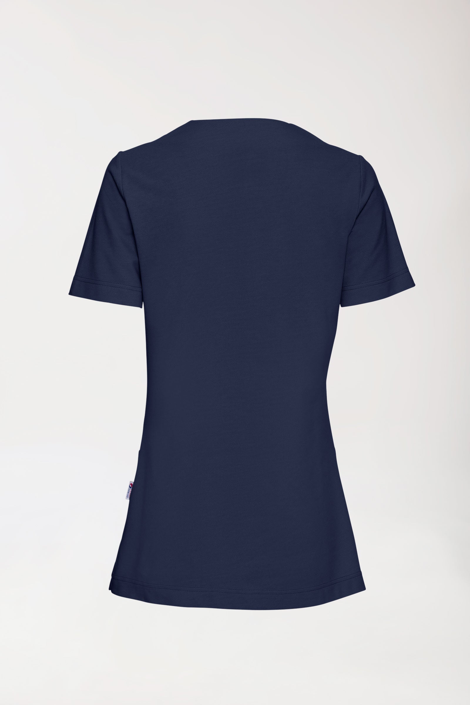 Piqué Longshirt Damen - V-Ausschnitt navy