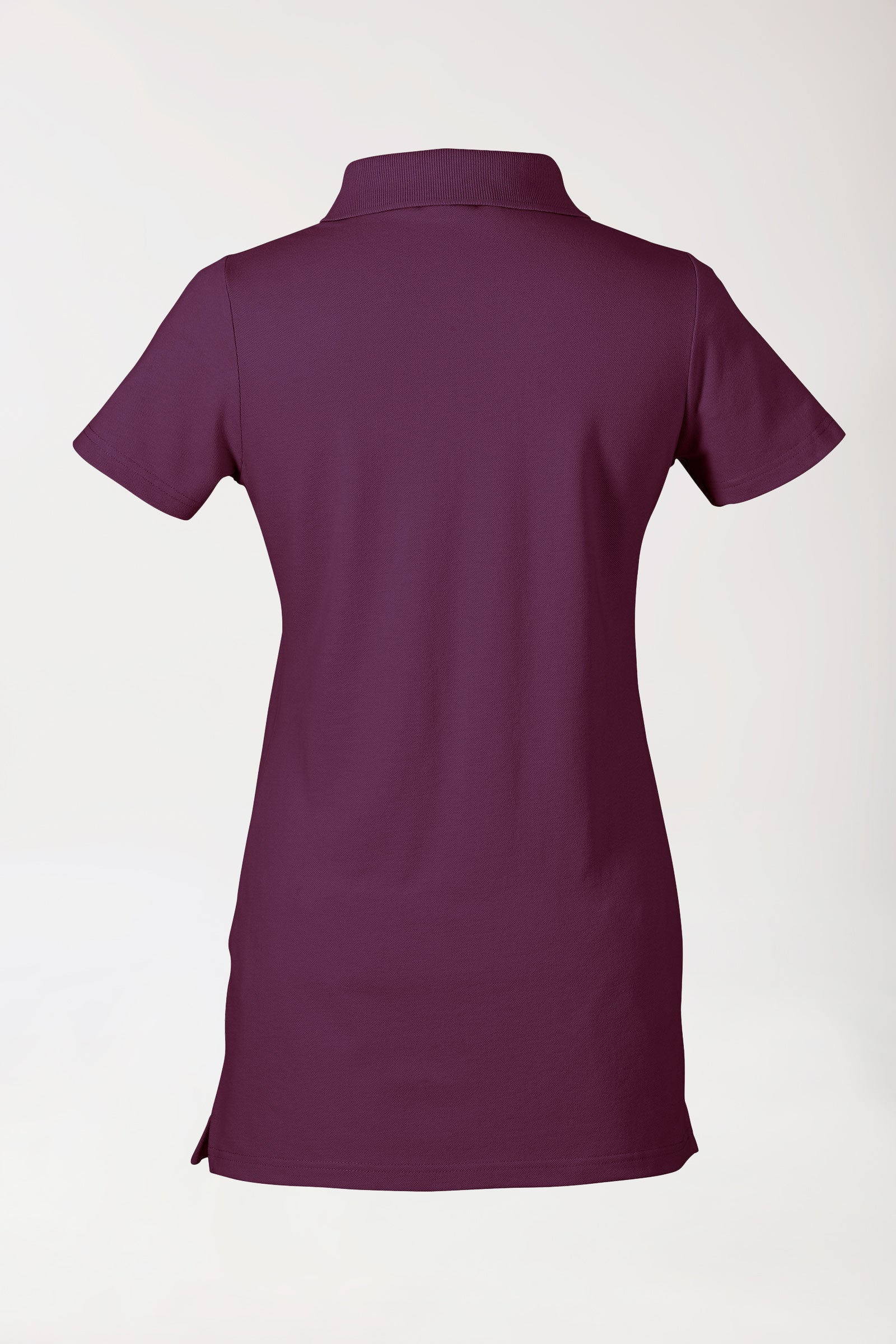 Stretch Longshirt Damen - Polokragen pflaume, Rückansicht