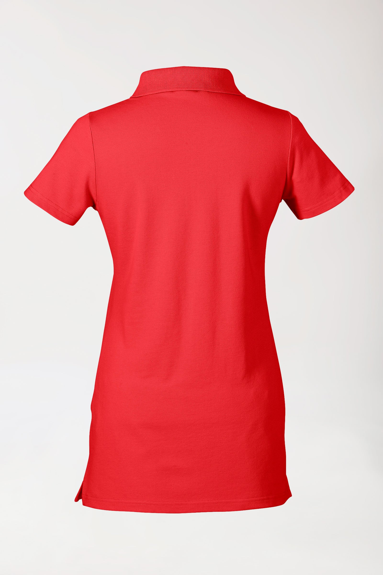Stretch Longshirt Damen - Polokragen rot, Rückansicht