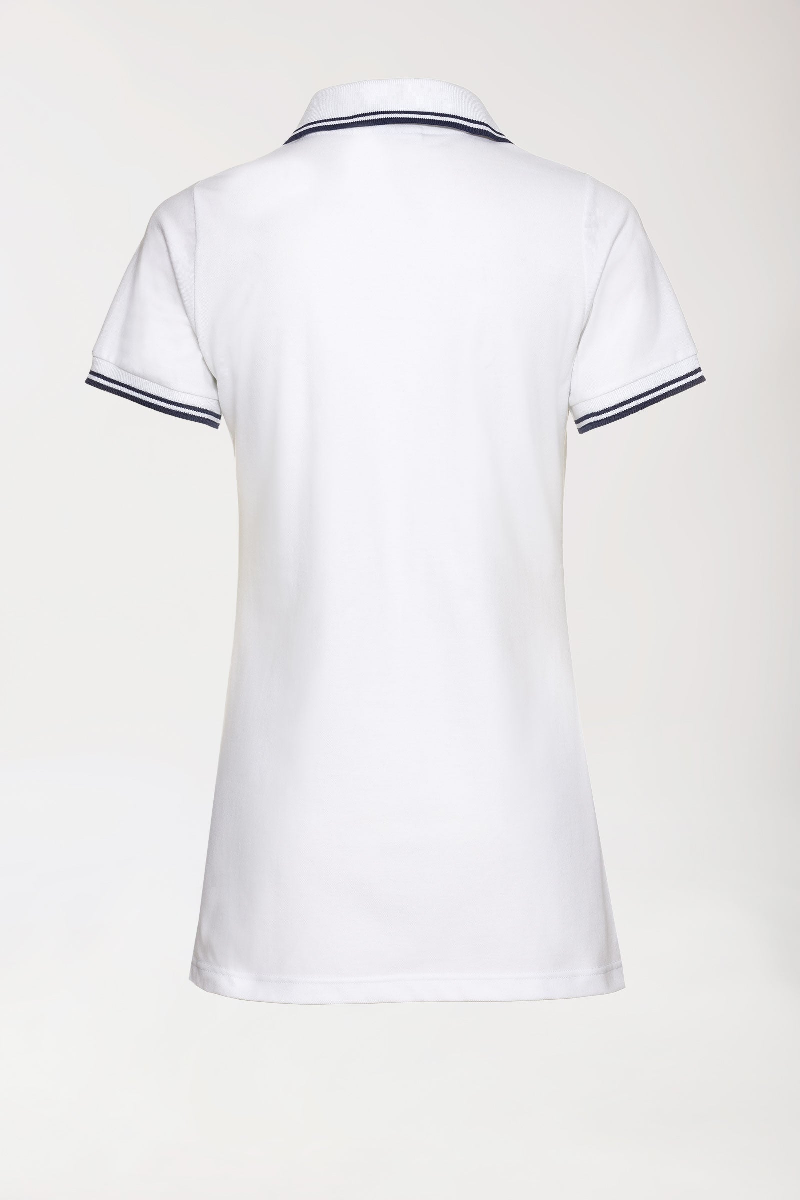 Piqué Longshirt Damen - Polokragen weiss/navy