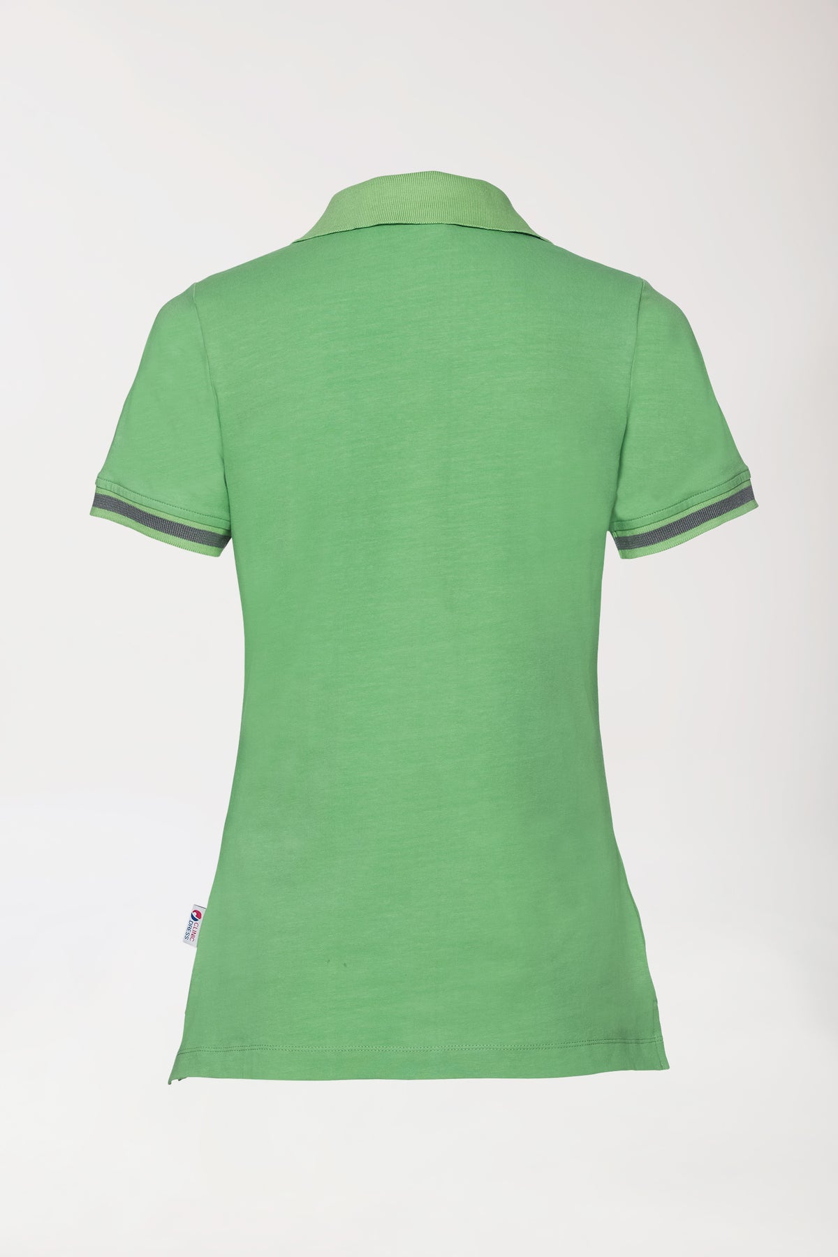 Stretch Shirt Damen - Polokragen apfelgrün/dunkelgrau melange