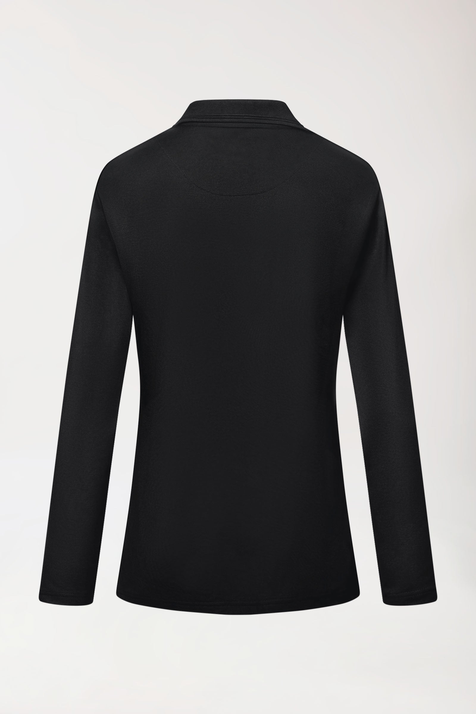 COMFY FLEX Stretch Longsleeve Damen - Polokragen schwarz, Rückansicht