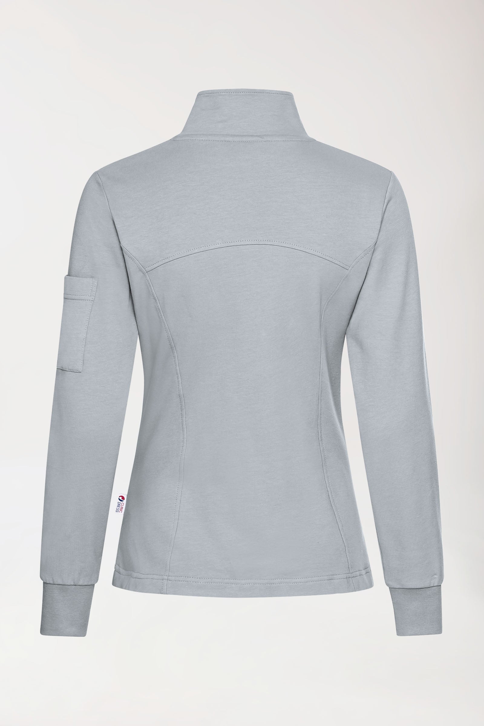 Sweatjacke Damen - Stehkragen grau, Rückansicht