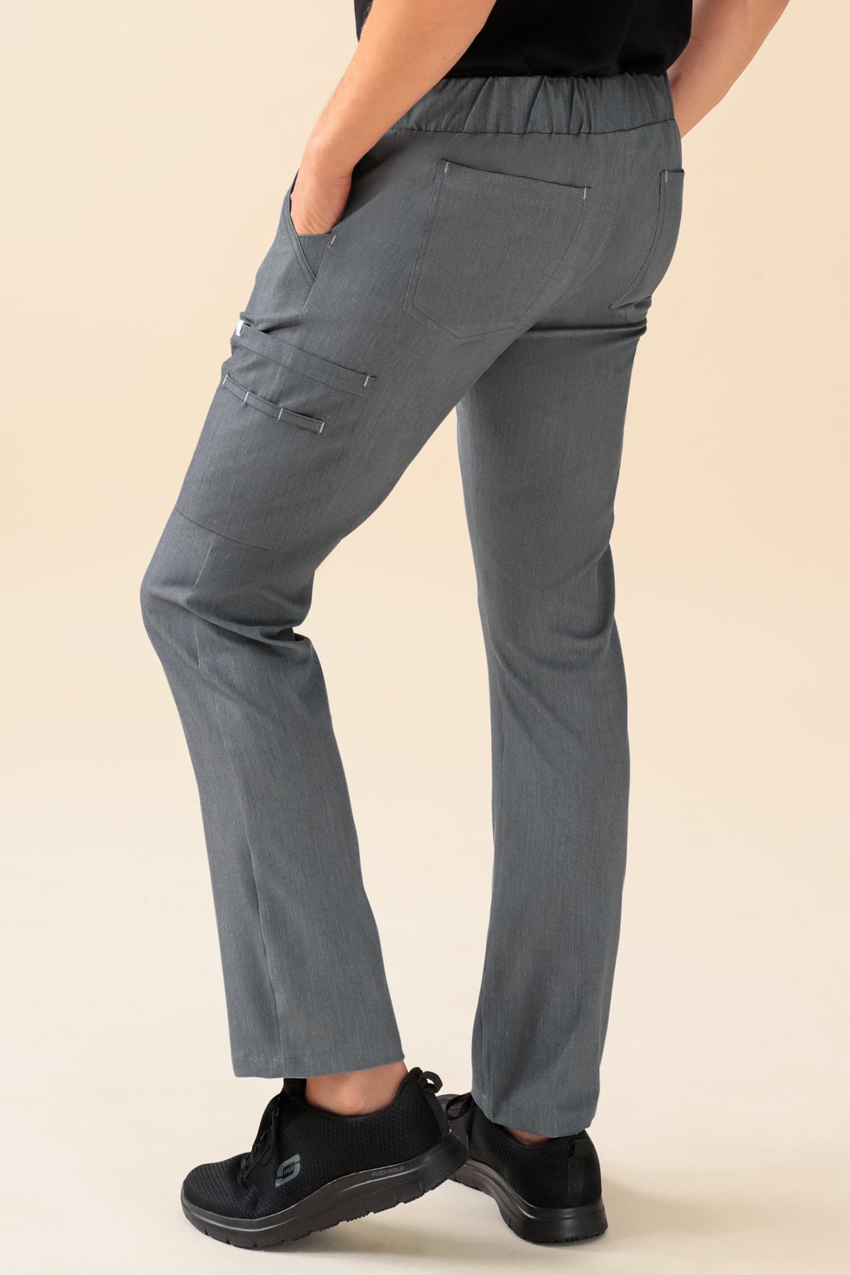 KAERE Hose Herren - gerader Saum mit Beintaschen grau melange, Rückansicht
