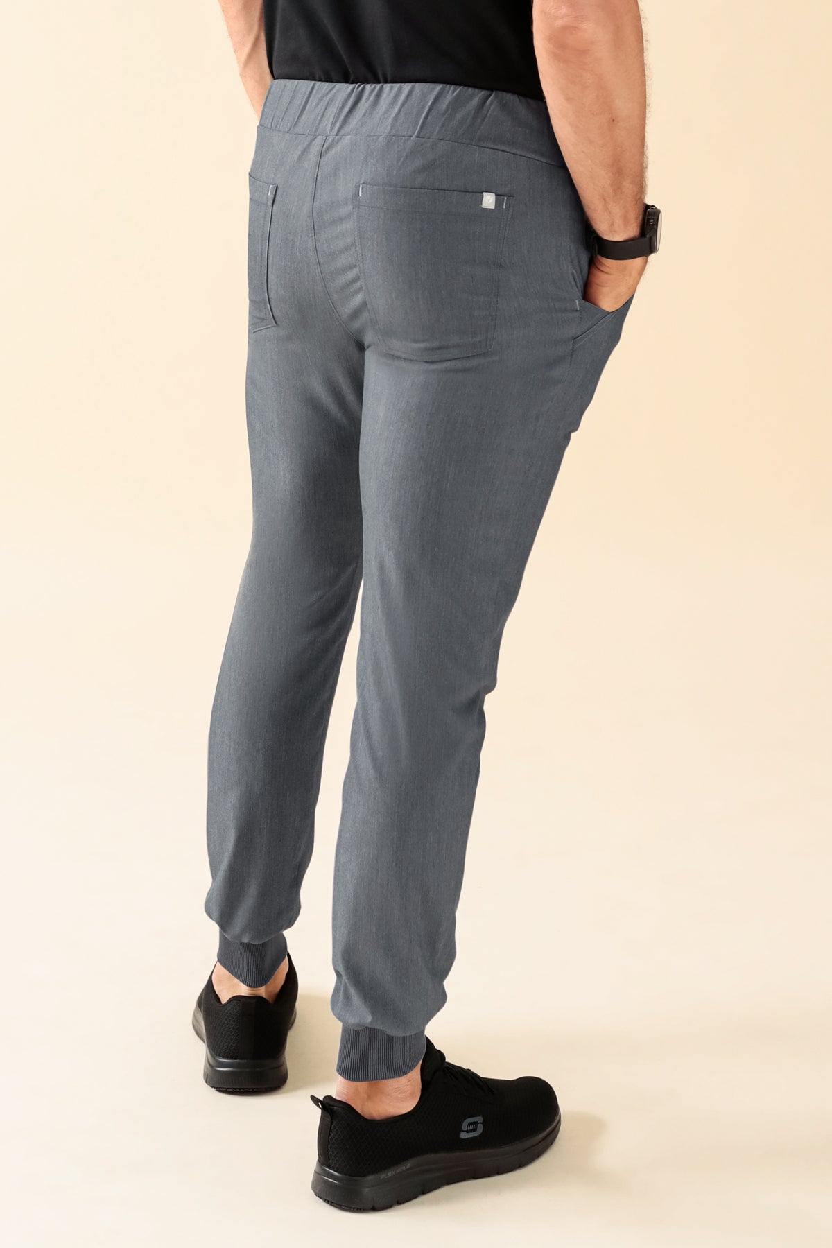 KAERE Hose Herren - Saumbündchen ohne Beintaschen grau melange, Vue de dos