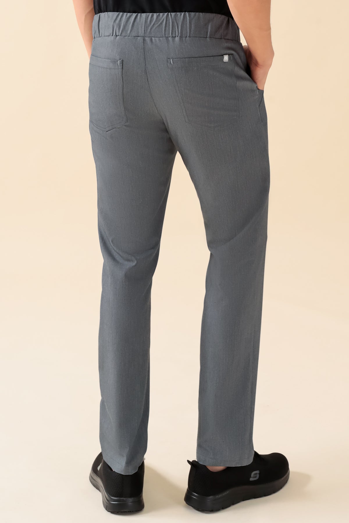 KAERE Hose Herren - gerader Saum ohne Beintaschen grau melange, Rückansicht
