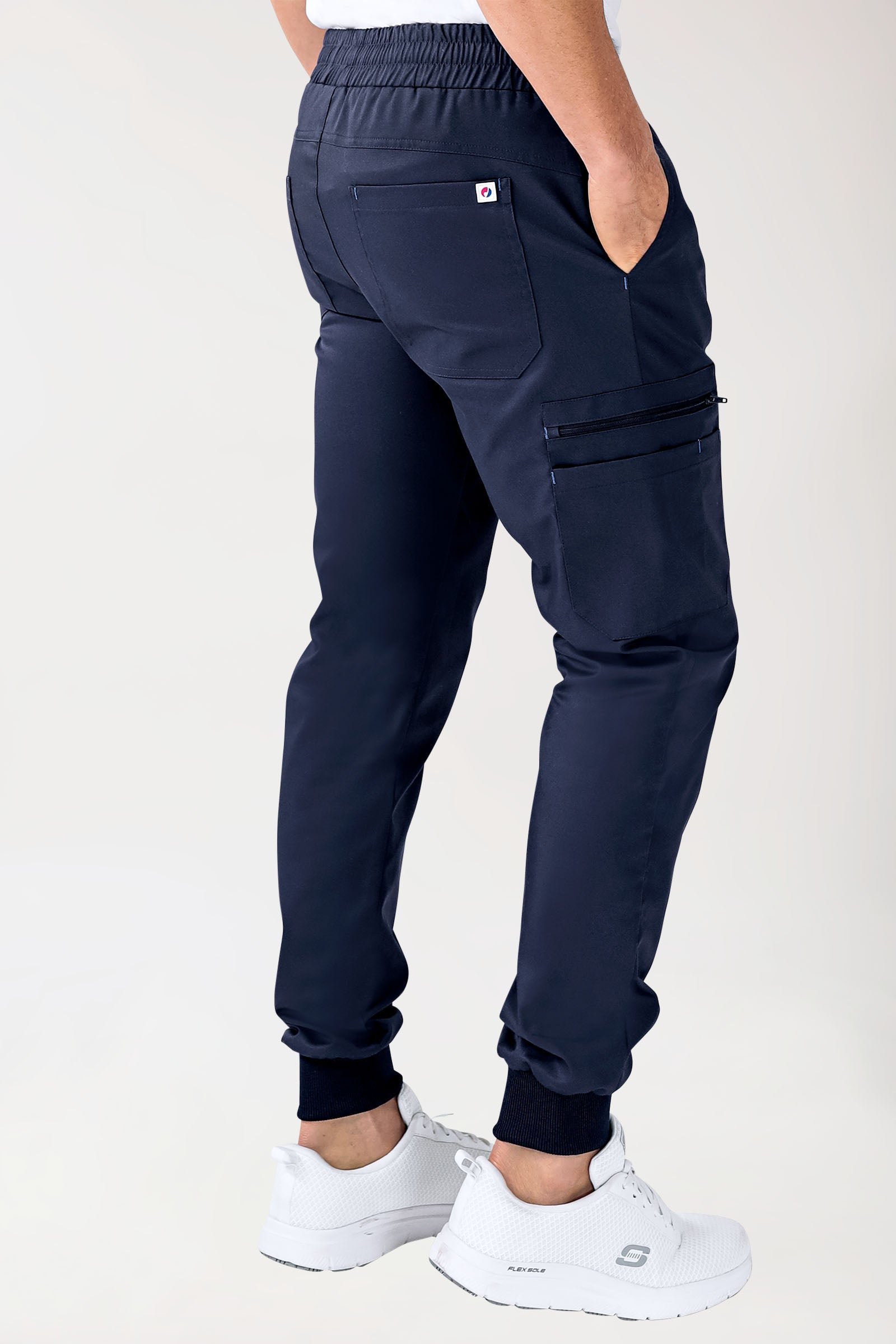 CLINIC STRETCH Hose Herren - Saumbündchen navy/himmelblau, Vue de dos