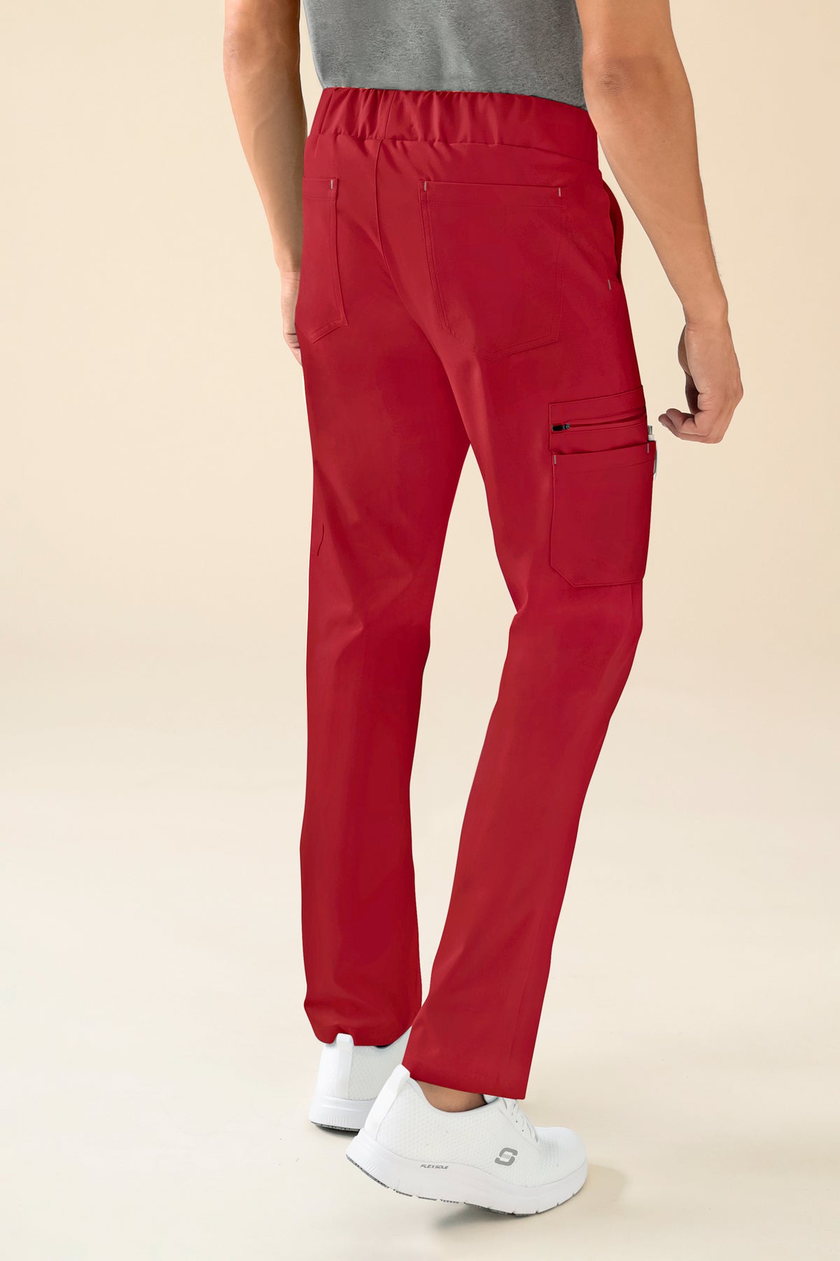 KAERE Hose Herren - gerader Saum mit Beintaschen rot, Rückansicht