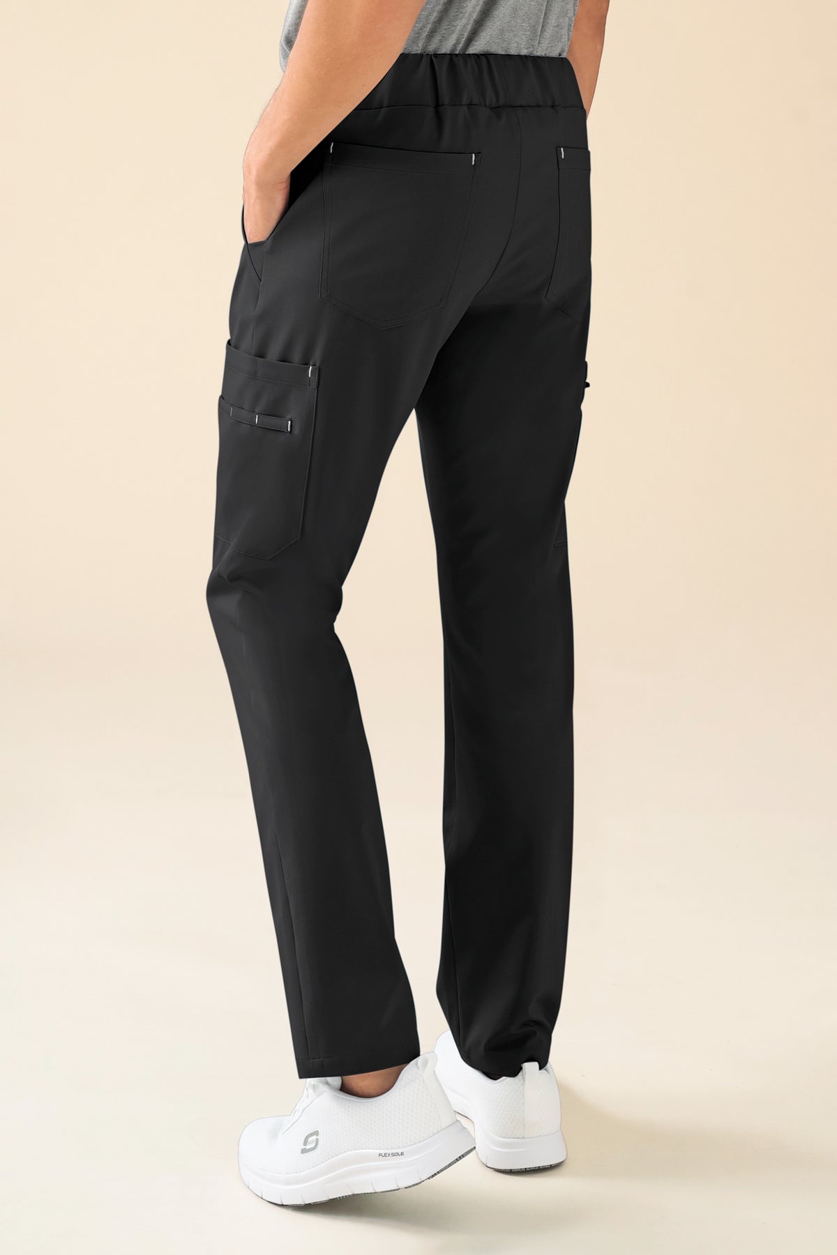 KAERE Hose Herren - gerader Saum mit Beintaschen schwarz, Rückansicht