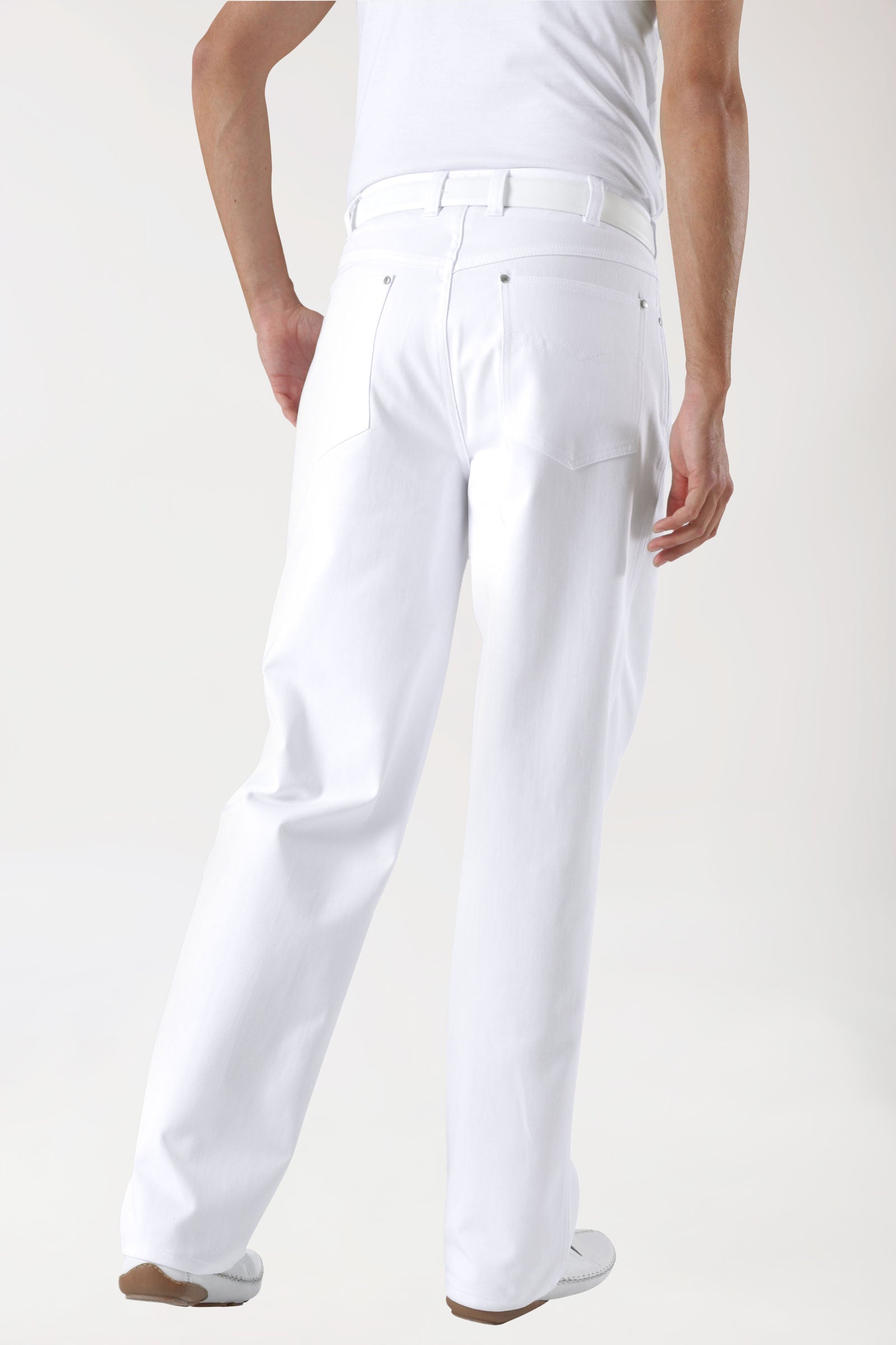 5-Pocket Hose Herren - Jeanslook weiss, Vue de dos