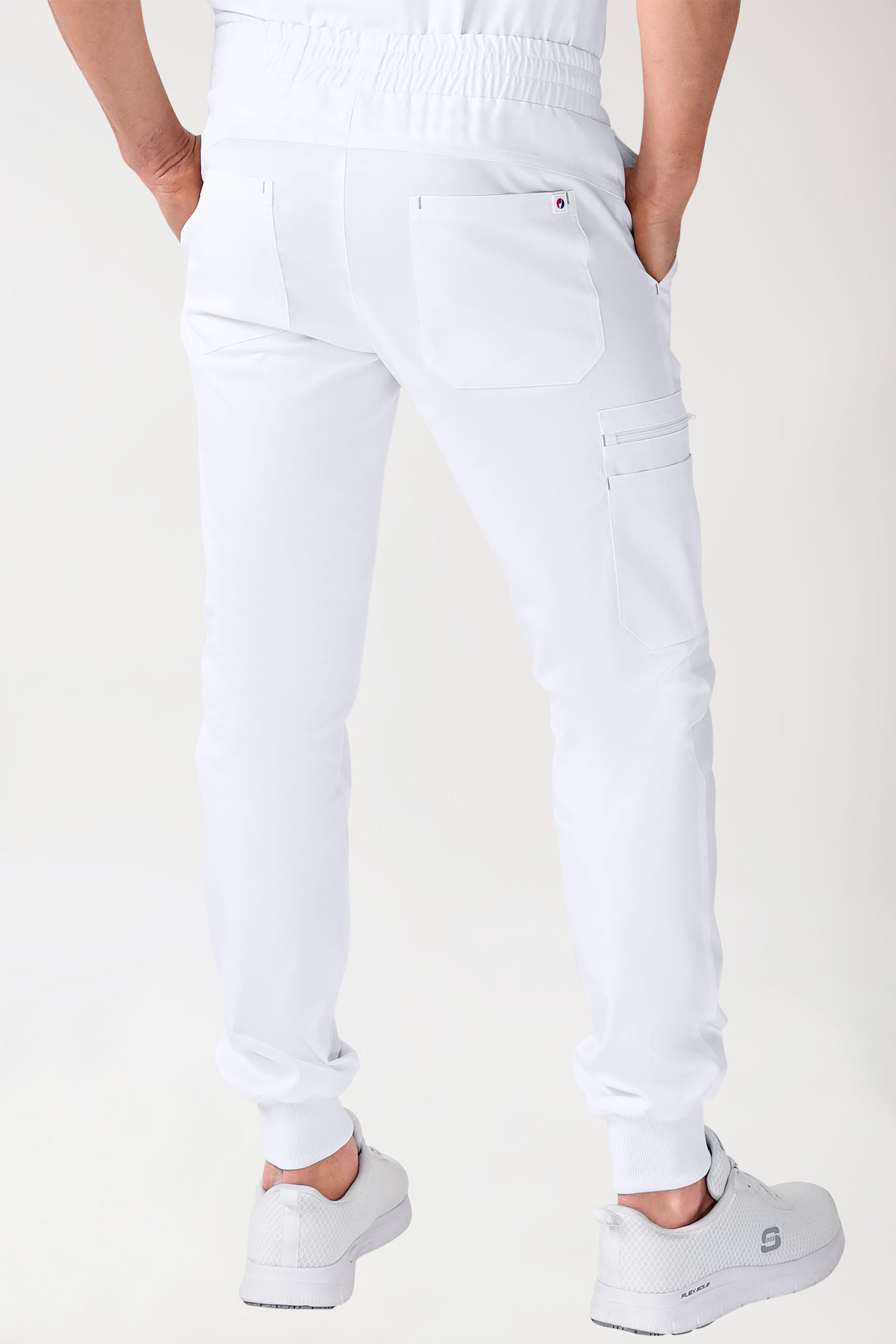 CLINIC STRETCH Hose Herren - Saumbündchen weiss/grau, Vue de dos