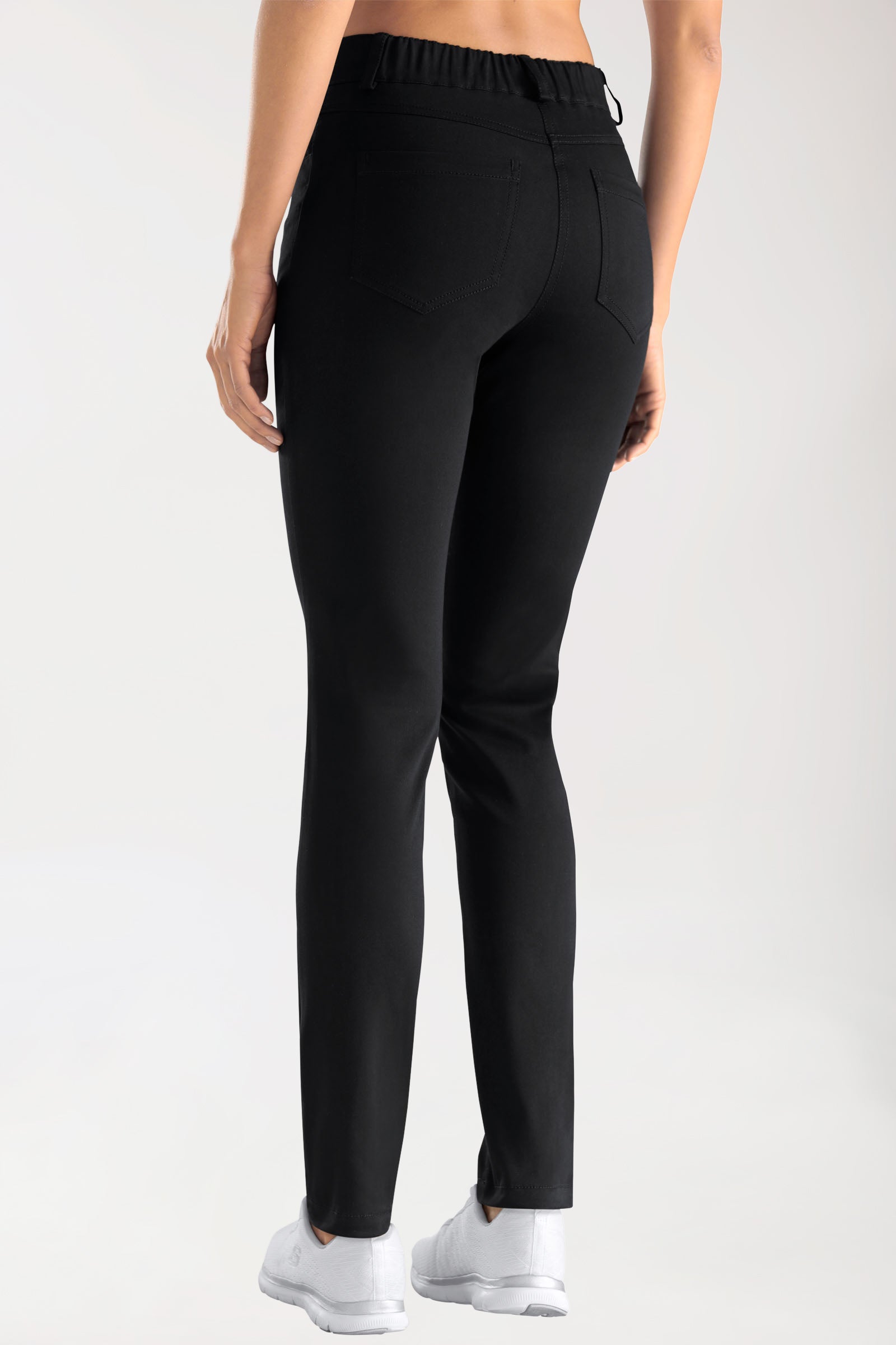 Stretch 5-Pocket Hose Damen - schlankes Bein schwarz, Vue de dos