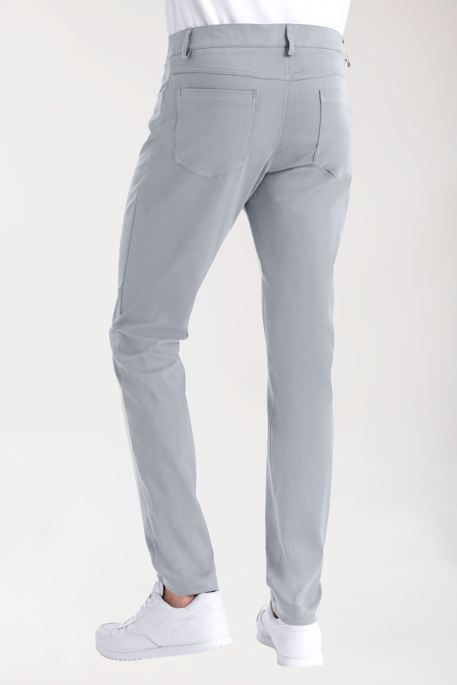 Stretch 5-Pocket Hose Herren - schlankes Bein grau, Vue de dos