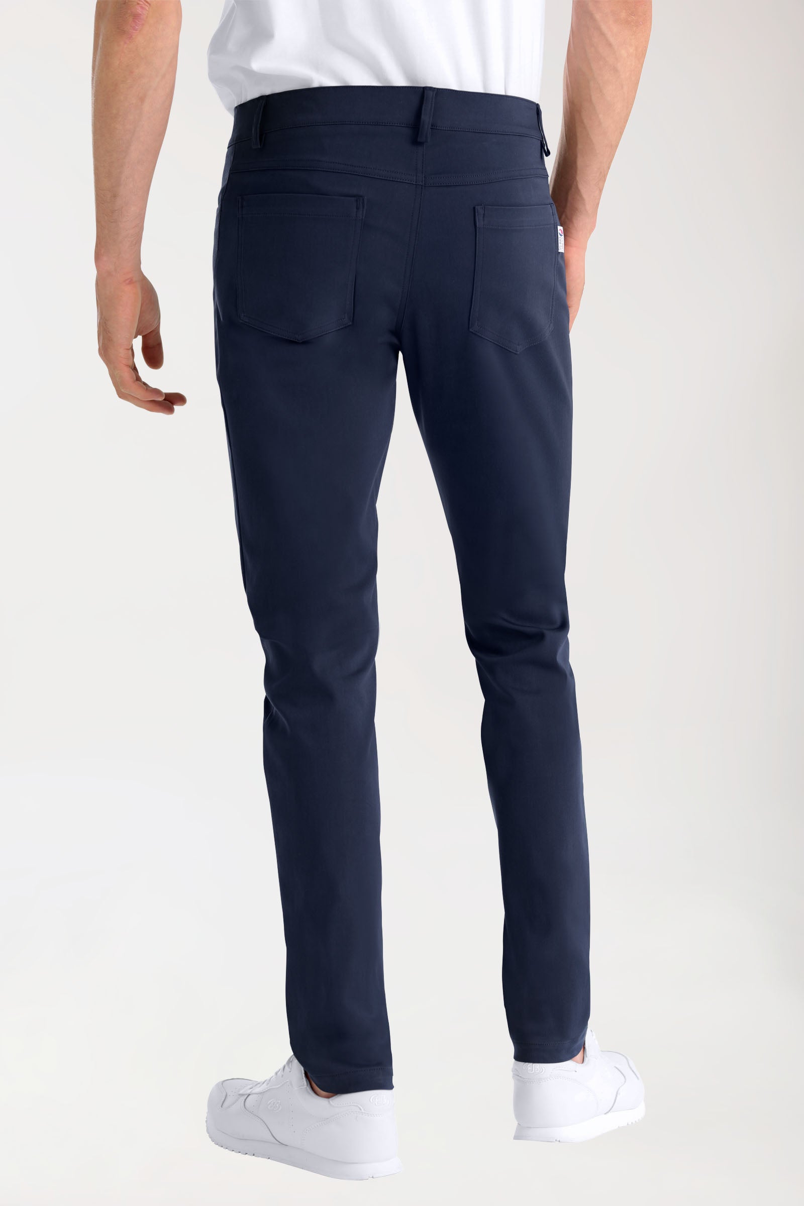 Stretch 5-Pocket Hose Herren - schlankes Bein navy, Vue de dos