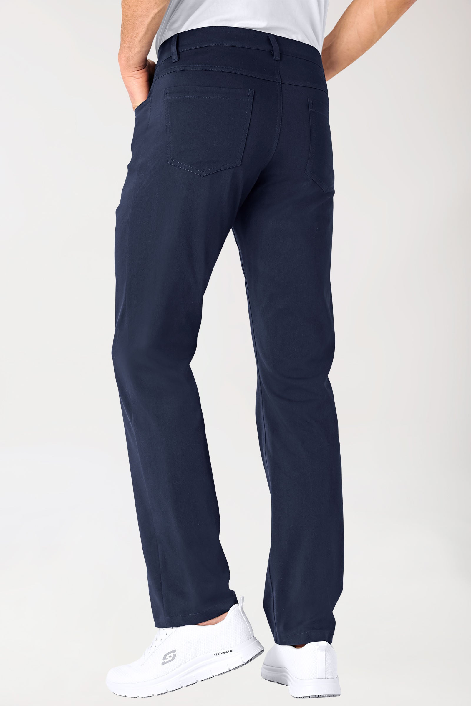 Stretch 5-Pocket Hose Herren - gerades Bein navy, Vue de dos