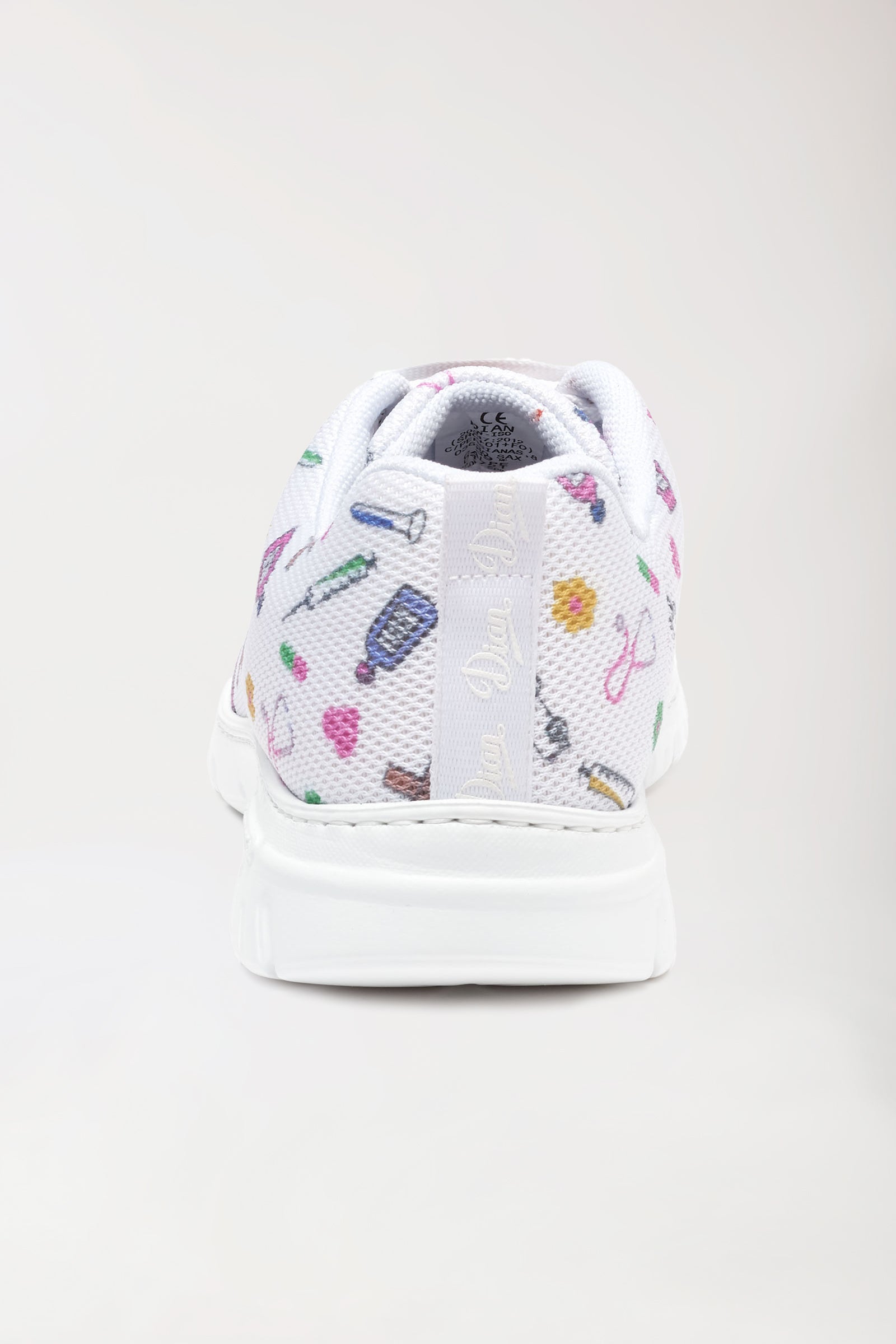 Unisex Berufsschuh weiss/bunt, Rückansicht