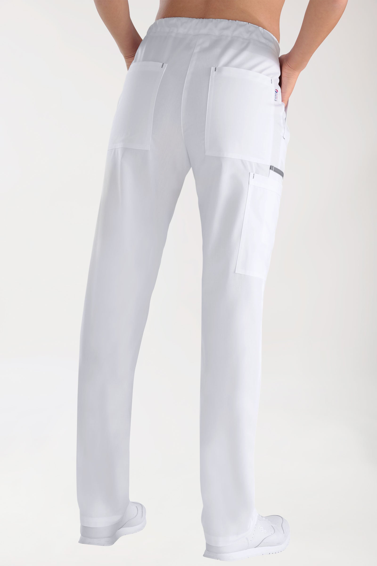 Hose Weiss mit Steingrau Unisex, Rückansicht