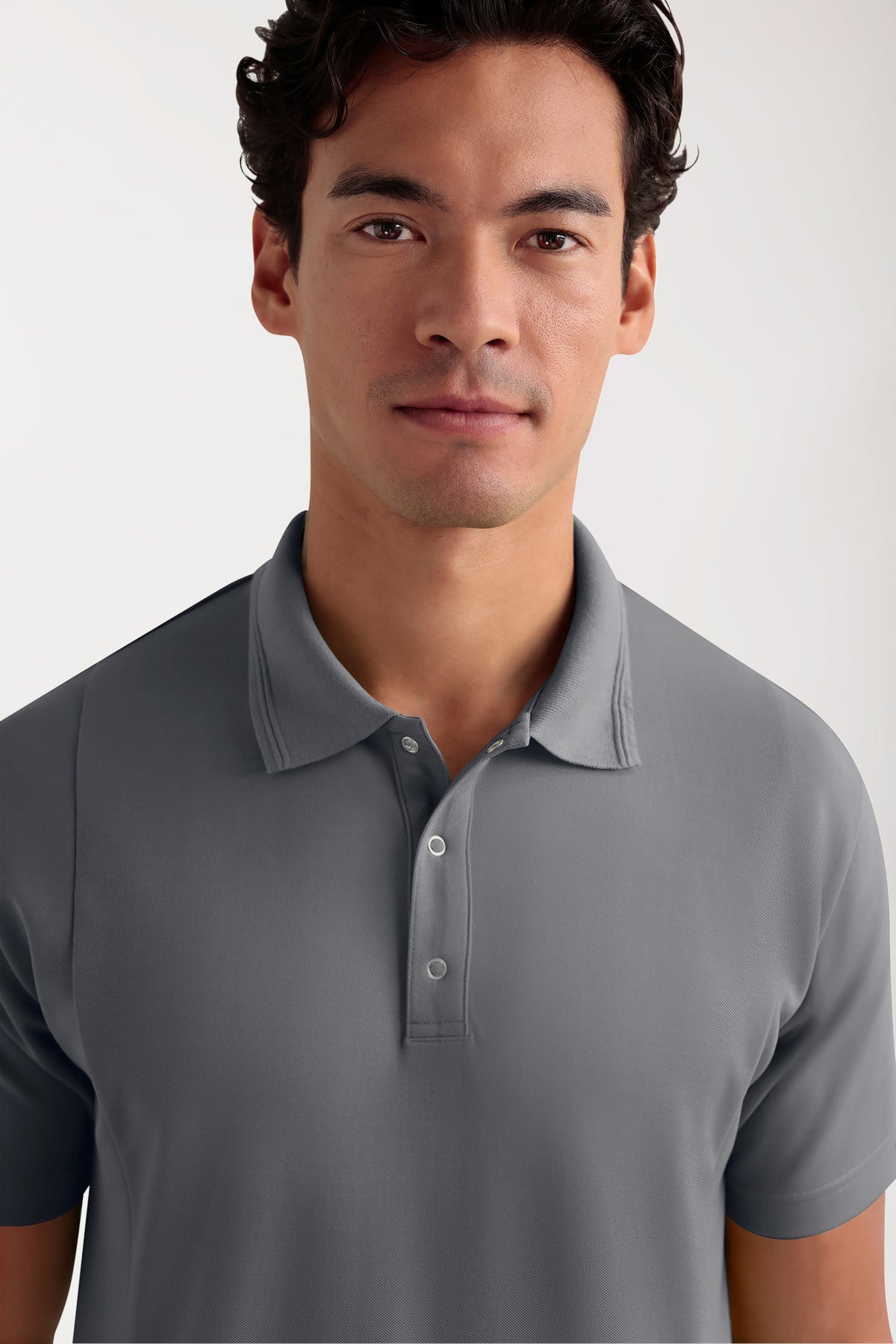 COMFY FLEX Stretch Schlupfkasack Herren - Polokragen steingrau